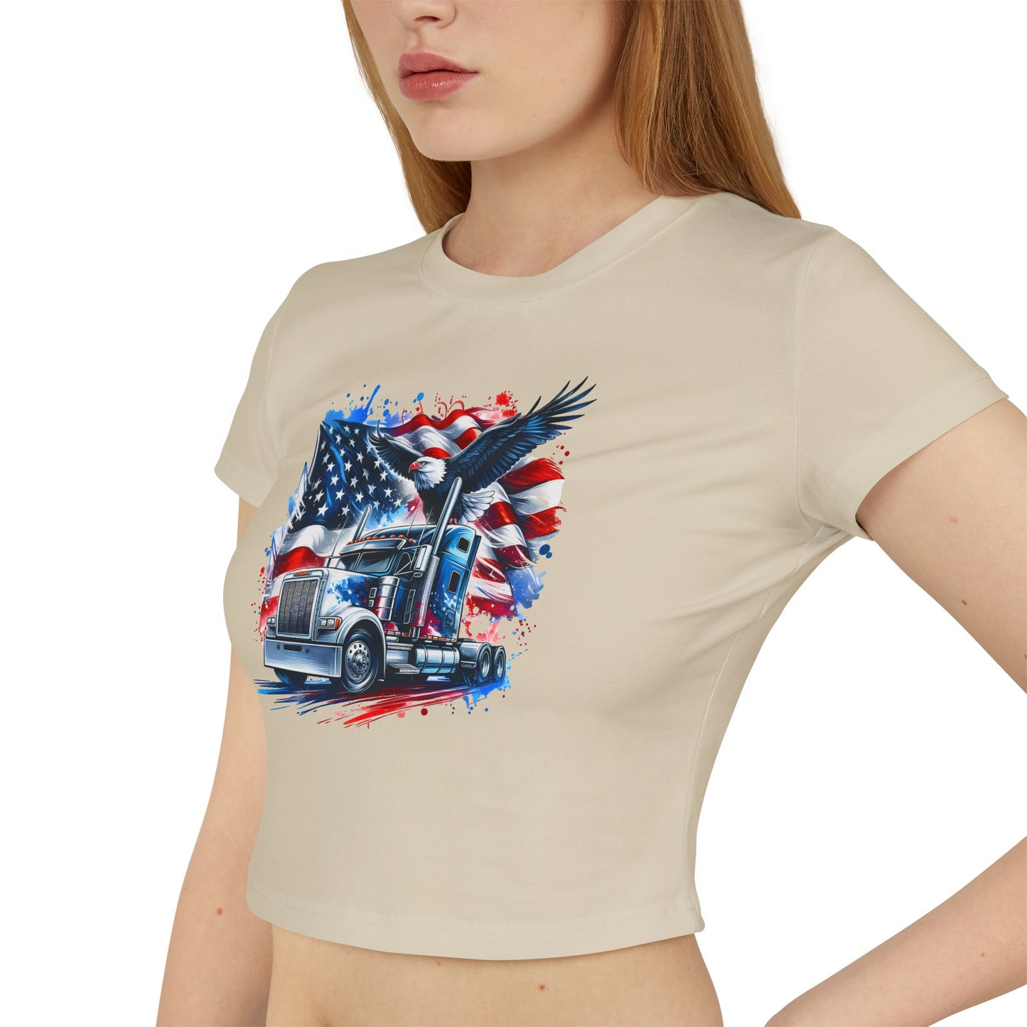 Princess Grace Patriotic Women's Baby Tee with Eagle & USA Design