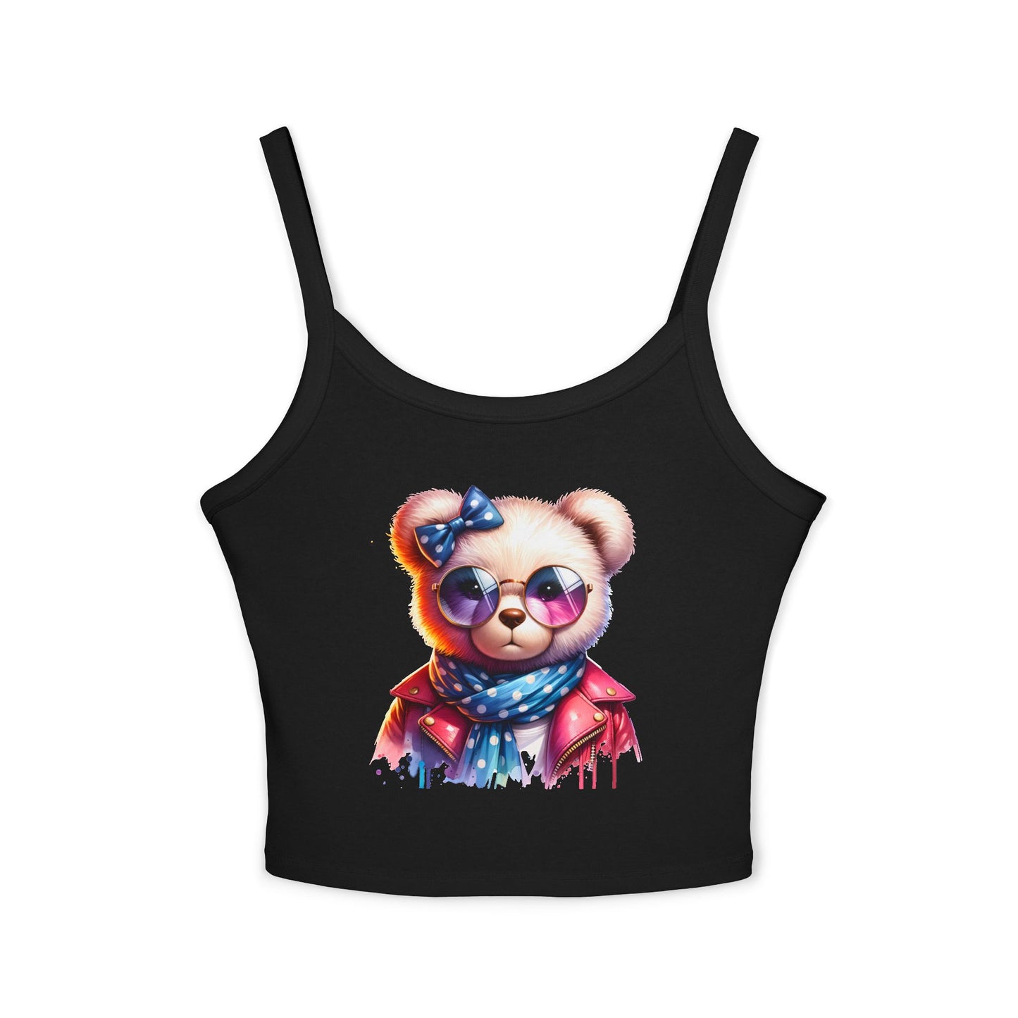 Princess Grace Cute Bear Graphic Spaghetti Strap Tank Top for Women