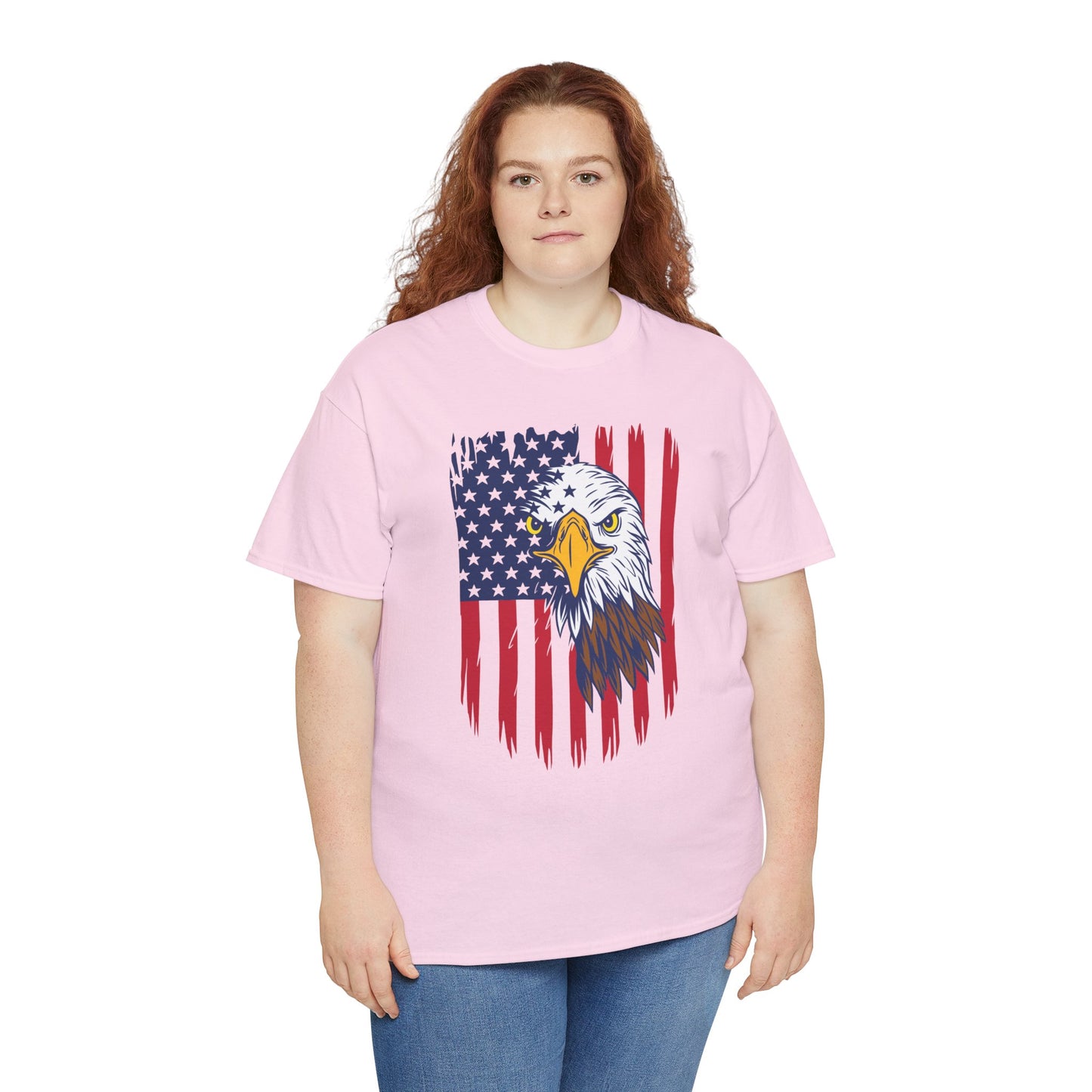 Princess Grace Eagle & American Flag Unisex Heavy Cotton Tee Patriotic Apparel for All Occasions