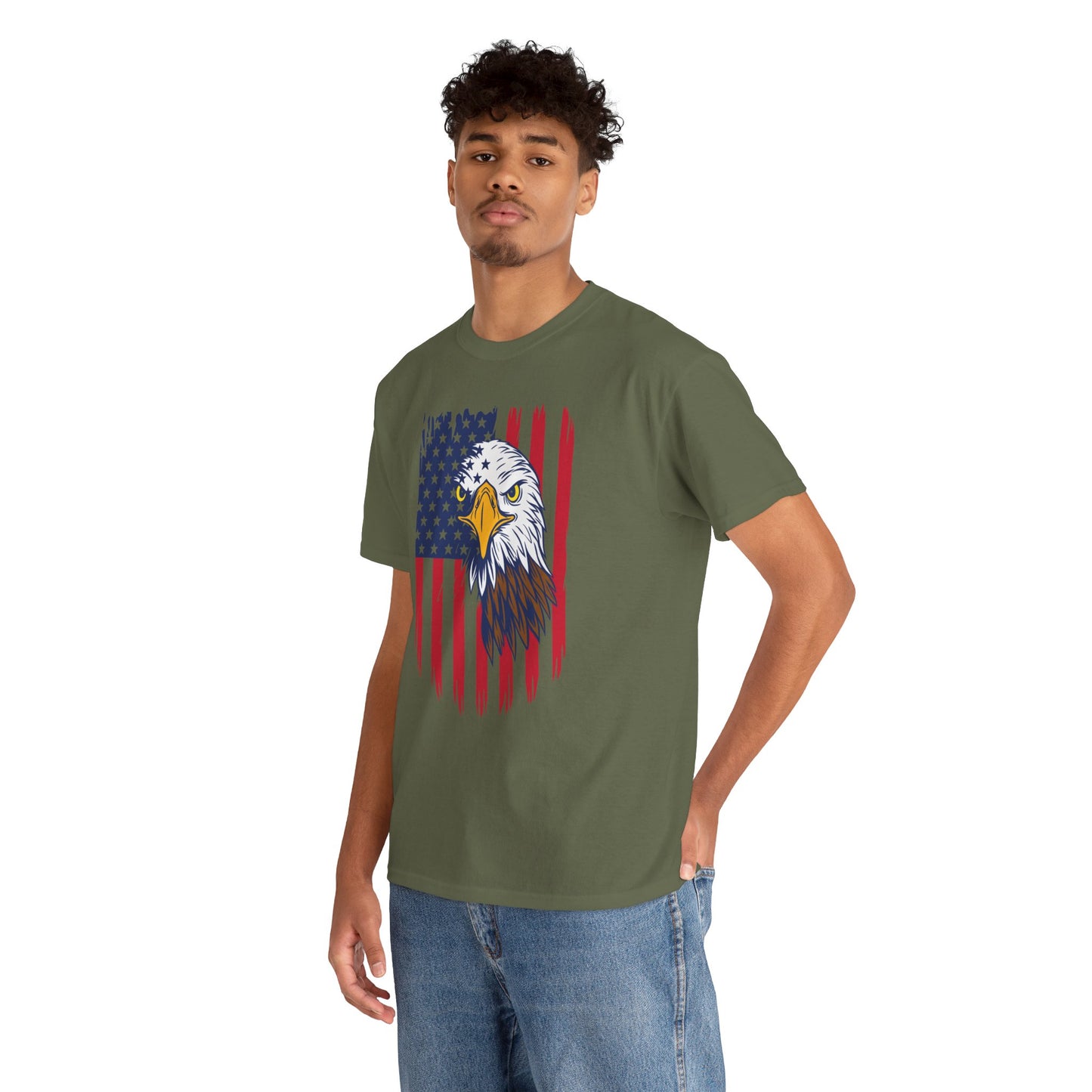 Princess Grace Eagle & American Flag Unisex Heavy Cotton Tee Patriotic Apparel for All Occasions