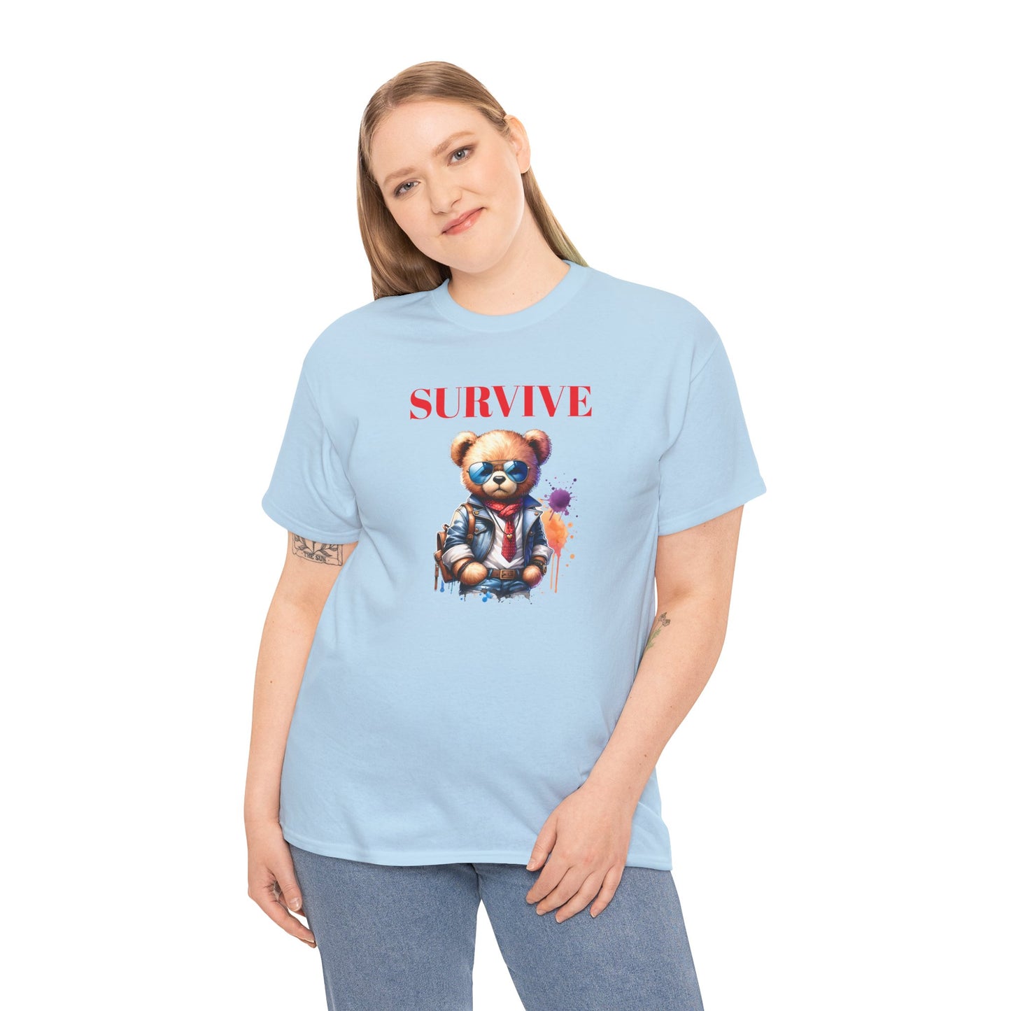 Princess Grace Survive Bear Unisex Heavy Cotton Tee