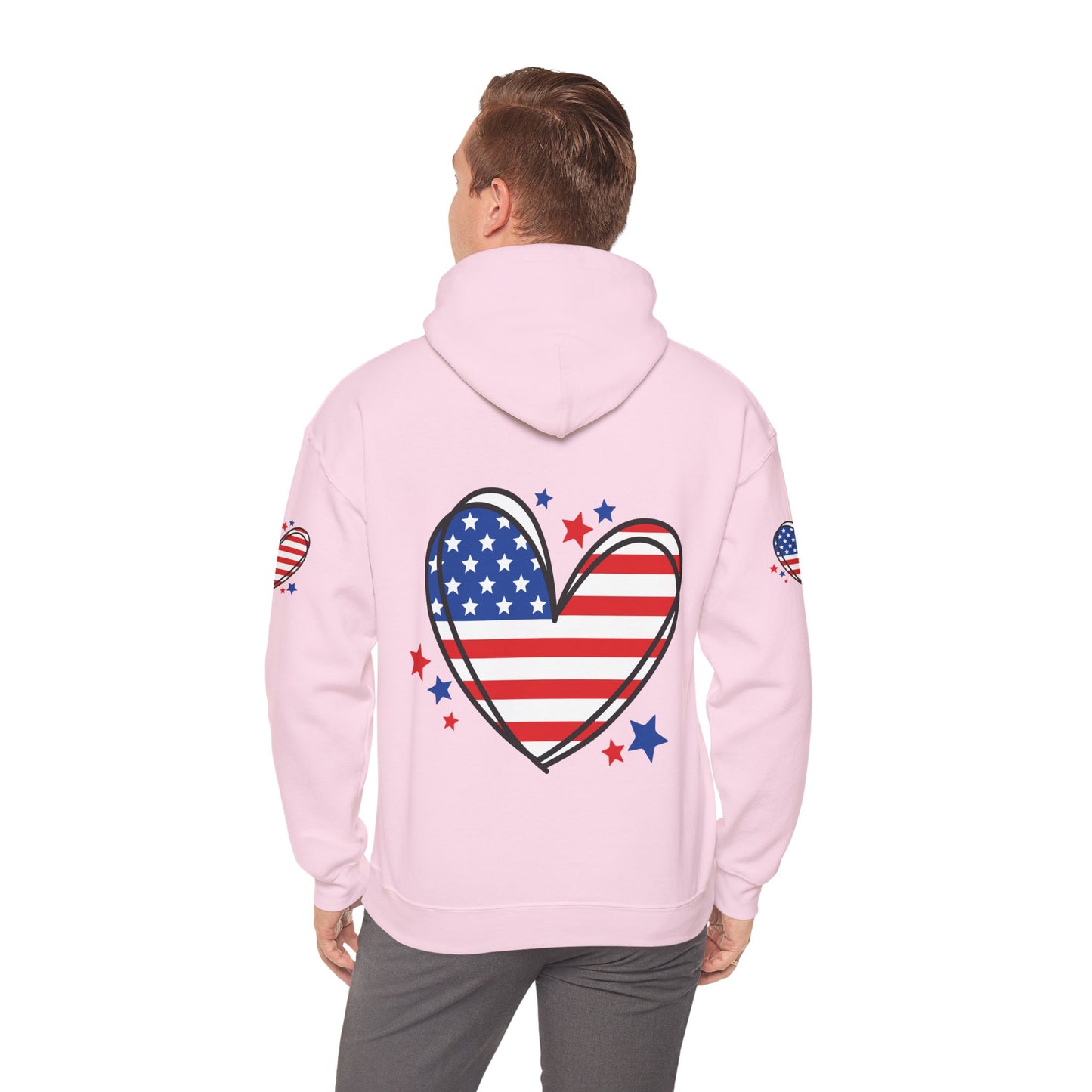 Princess Grace Patriotic Heart Hoodie Unisex Heavy Blend Hooded Sweatshirt for Independence Day & Year Round Love