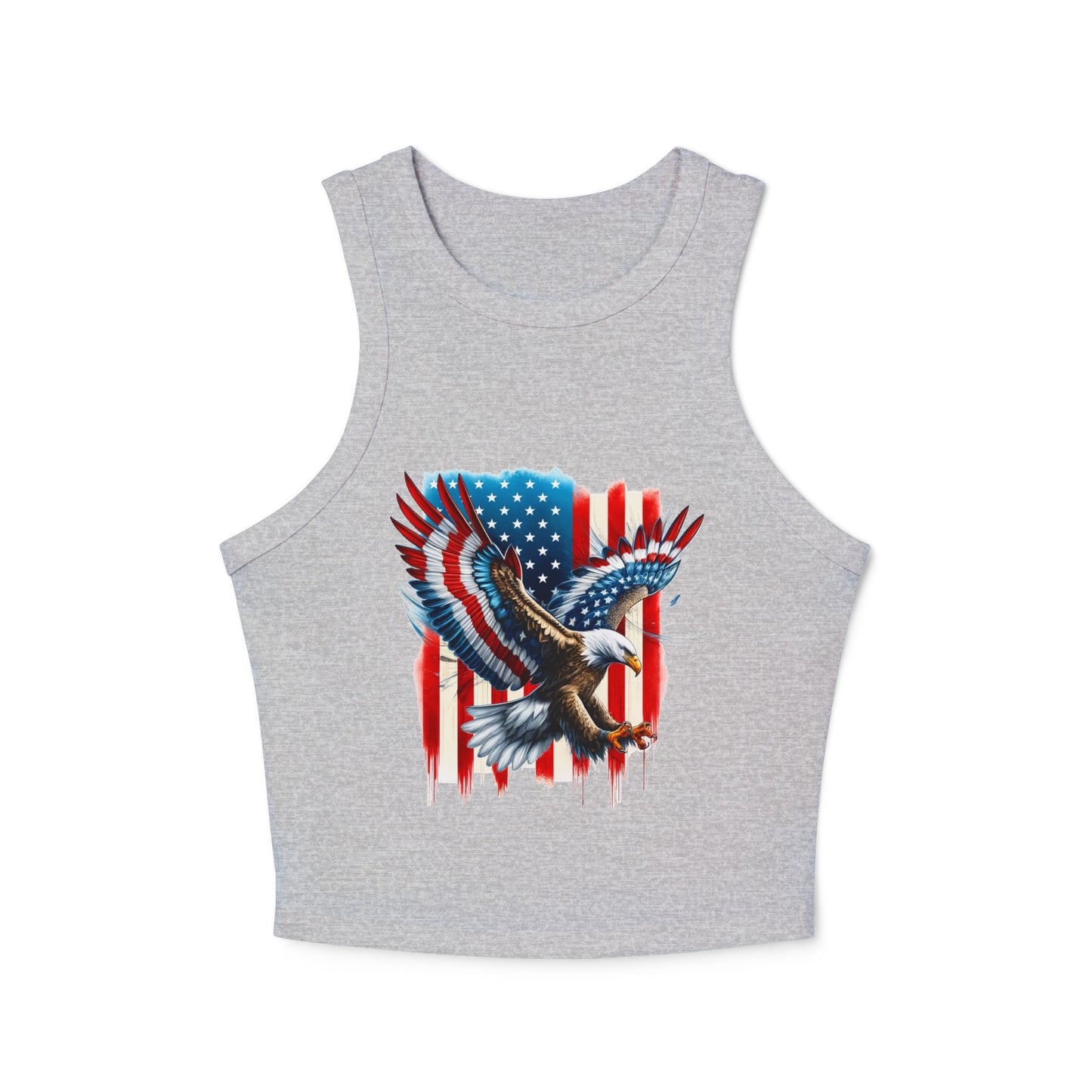 Princess Grace Patriotic Women's Micro Rib Racer Tank Top with Eagle & USA Design