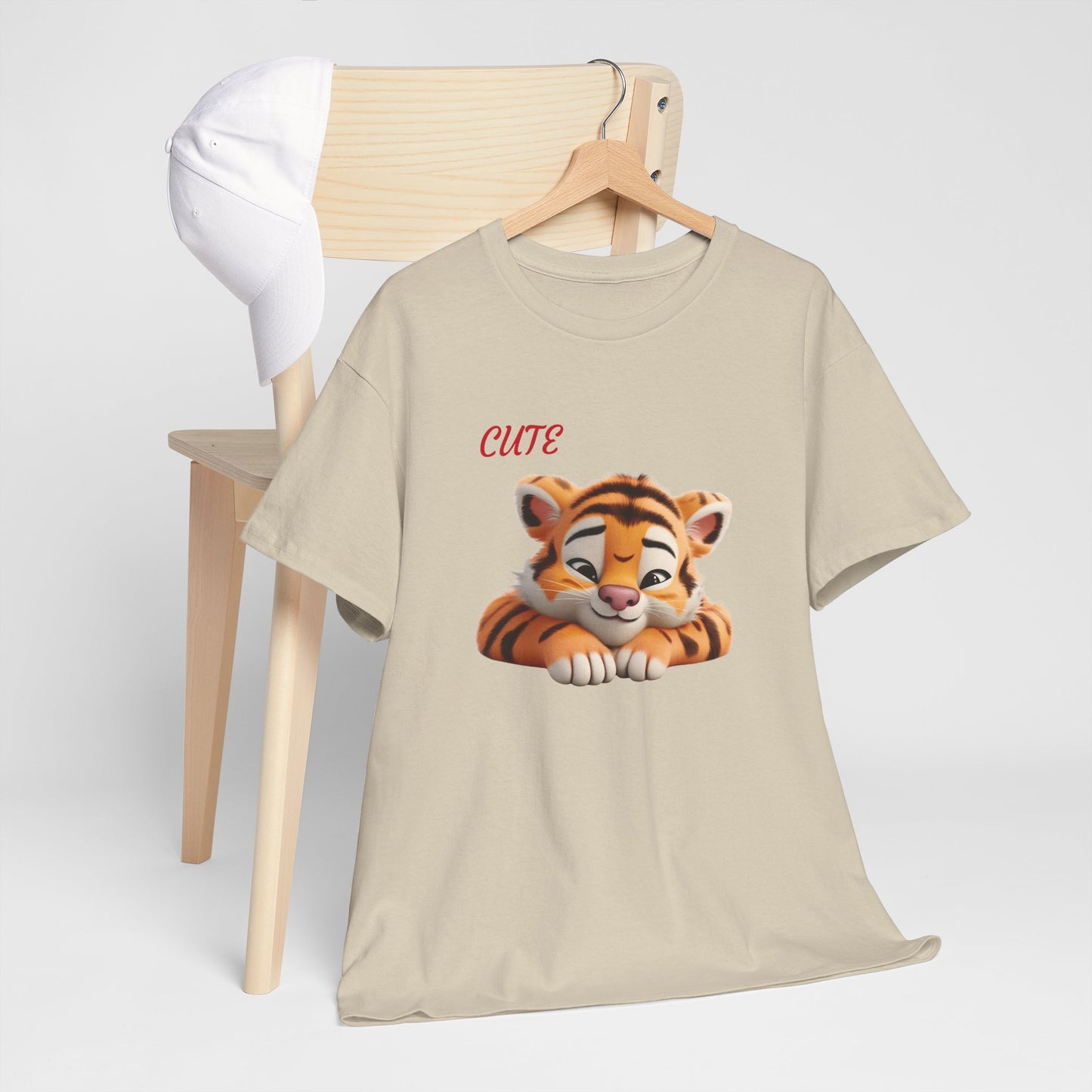 Princess Grace Cute Tiger Graphic Unisex Heavy Cotton Tee Perfect for Animal Lovers and Everyday Comfort