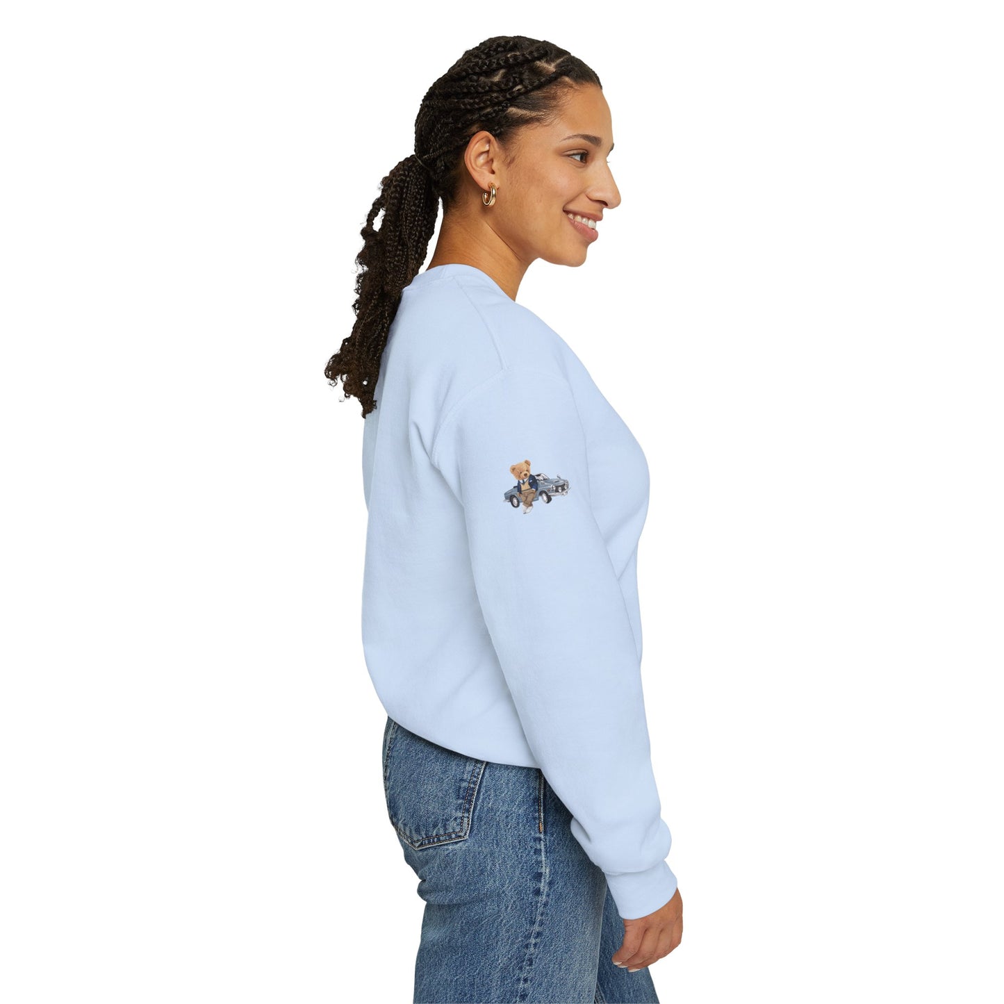 Princess Grace Stylish Crewneck Sweatshirt with Bear and Car Design