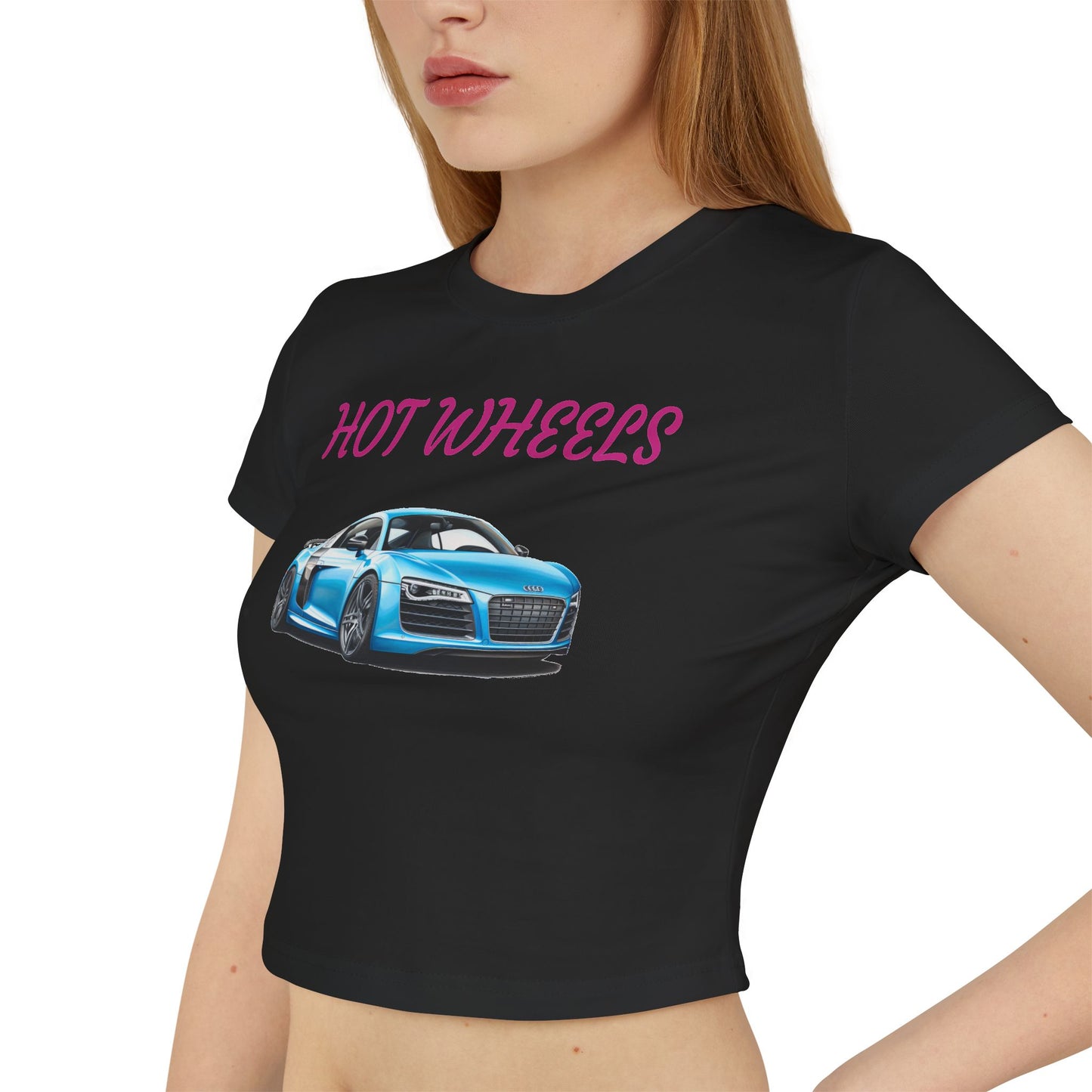 Princess Grace Women's Baby Tee Hot Wheels Graphic Car Shirt for Car Enthusiasts