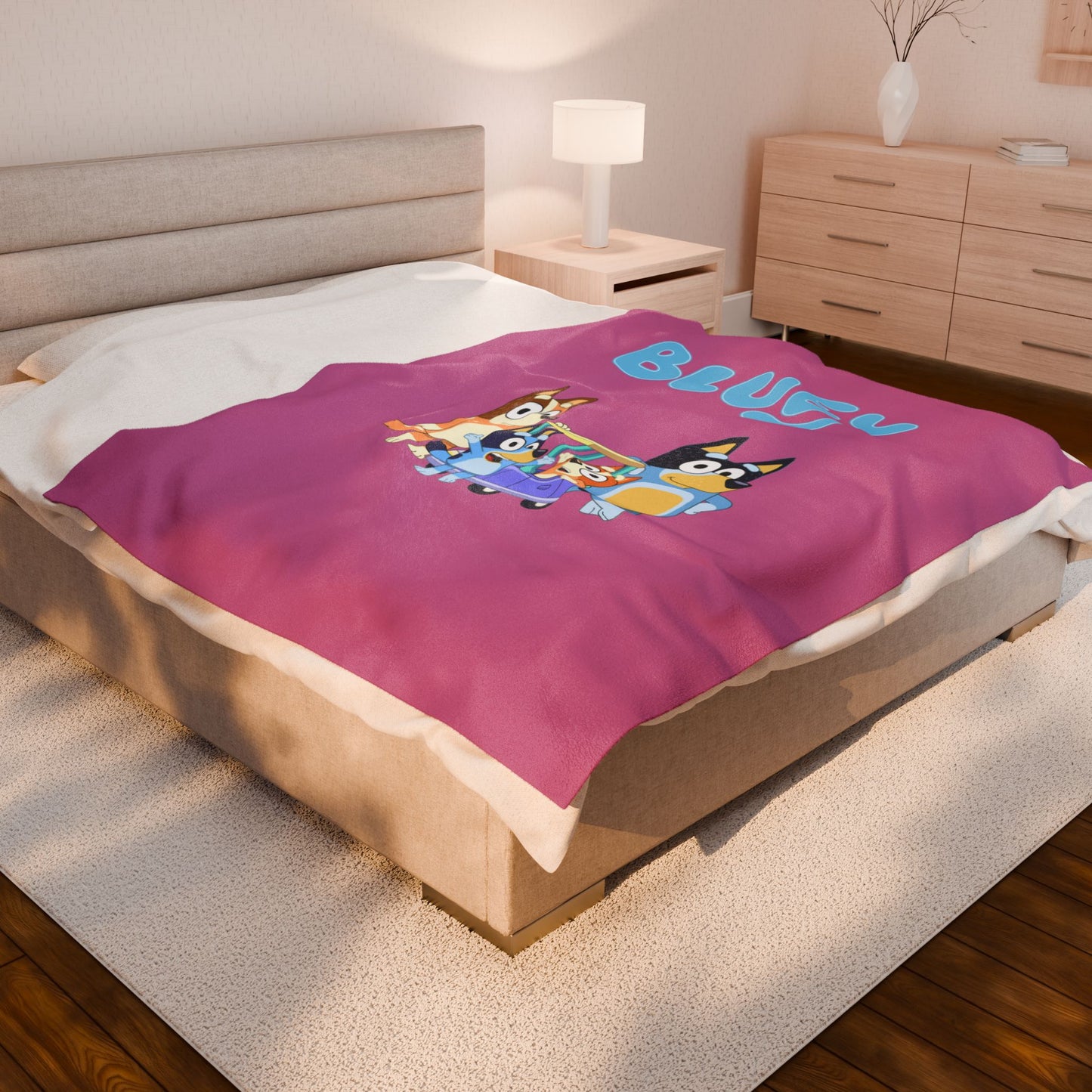 Princess Grace Bluey Velveteen Plush Blanket Cozy for Kids Rooms