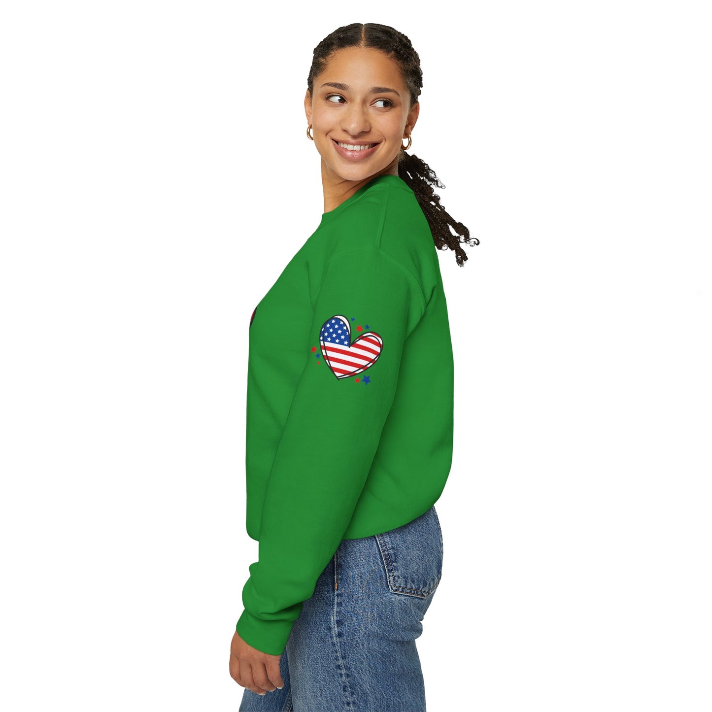 Princess Grace Patriotic Heart Crewneck Sweatshirt