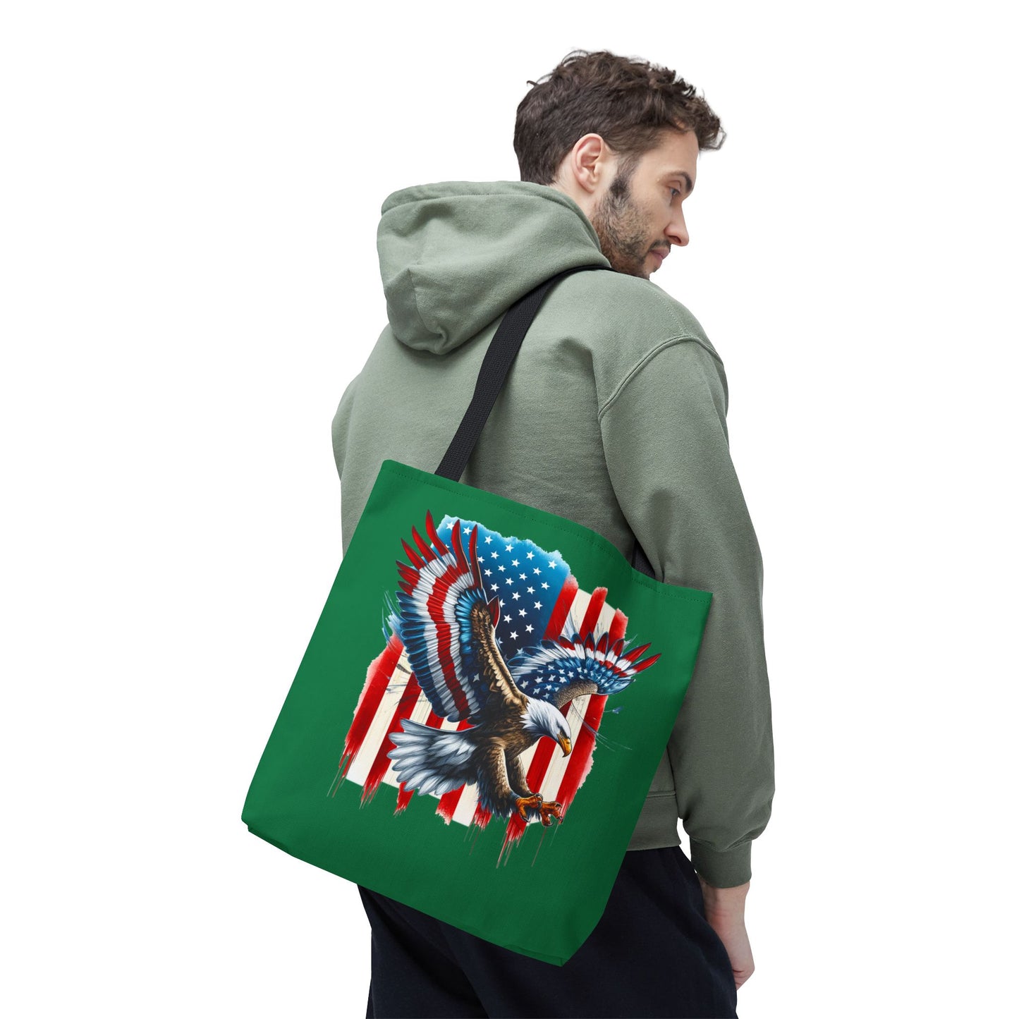 Princess Grace Patriotic Eagle Print Tote Bag American Flag Design for Fourth of July and Everyday Use