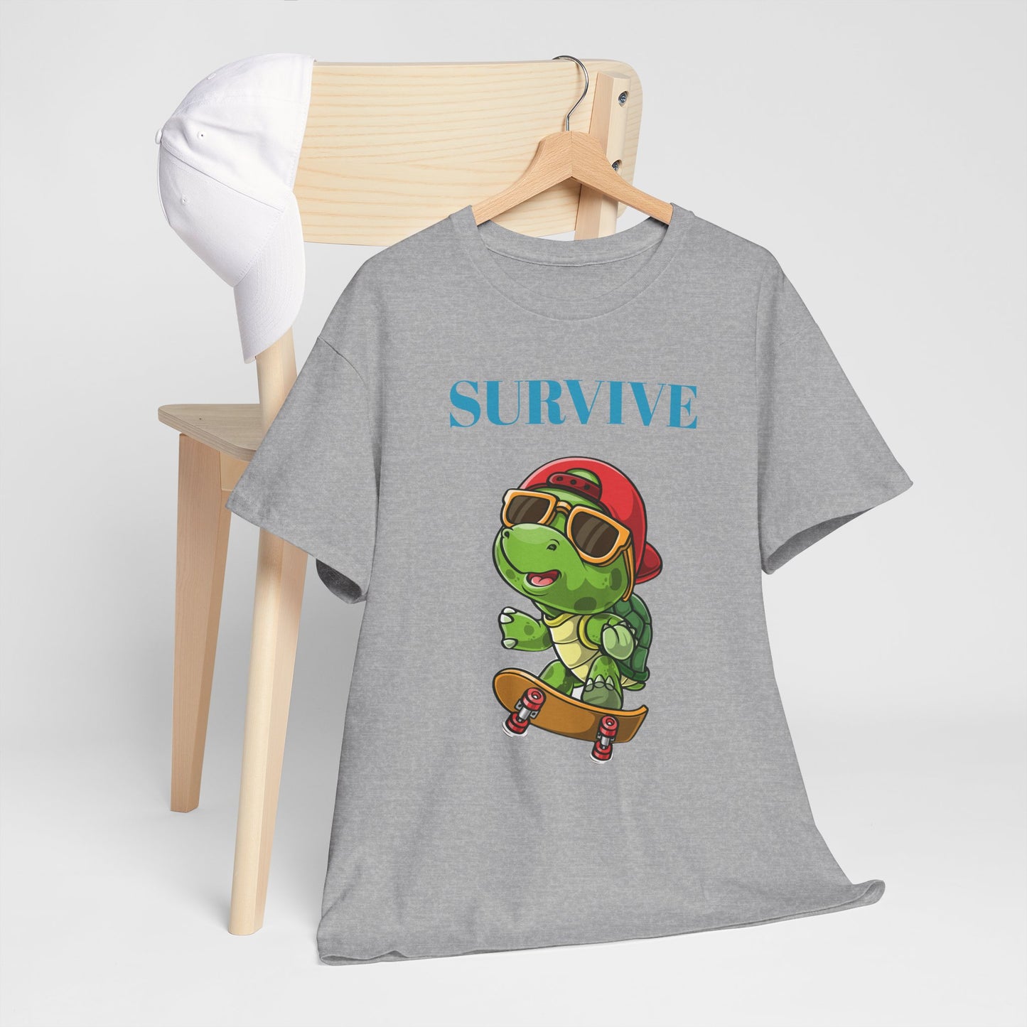 Princess Grace Cool Skateboarding Turtle Tee "Survive" Unisex Cotton T-Shirt for Fun Lovers