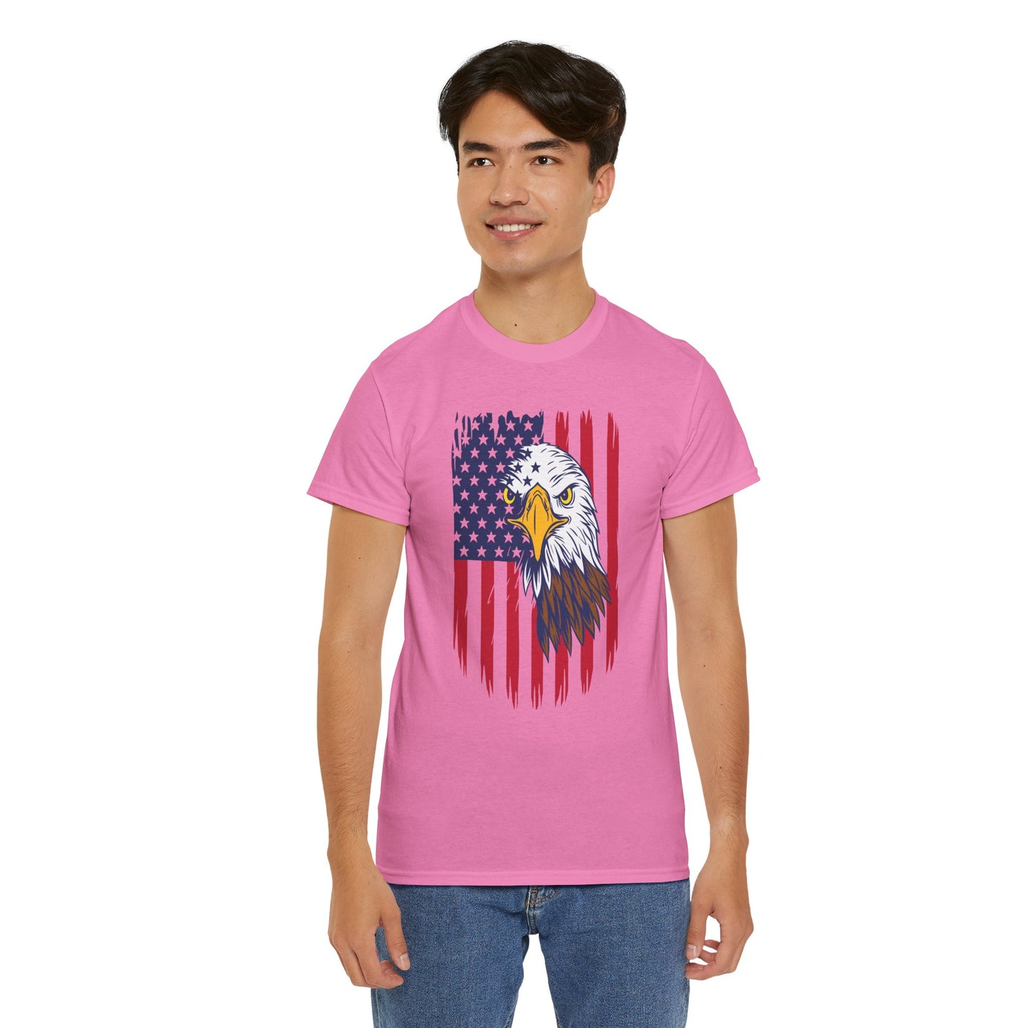 Princess Grace Eagle & American Flag Unisex Heavy Cotton Tee Patriotic Apparel for All Occasions