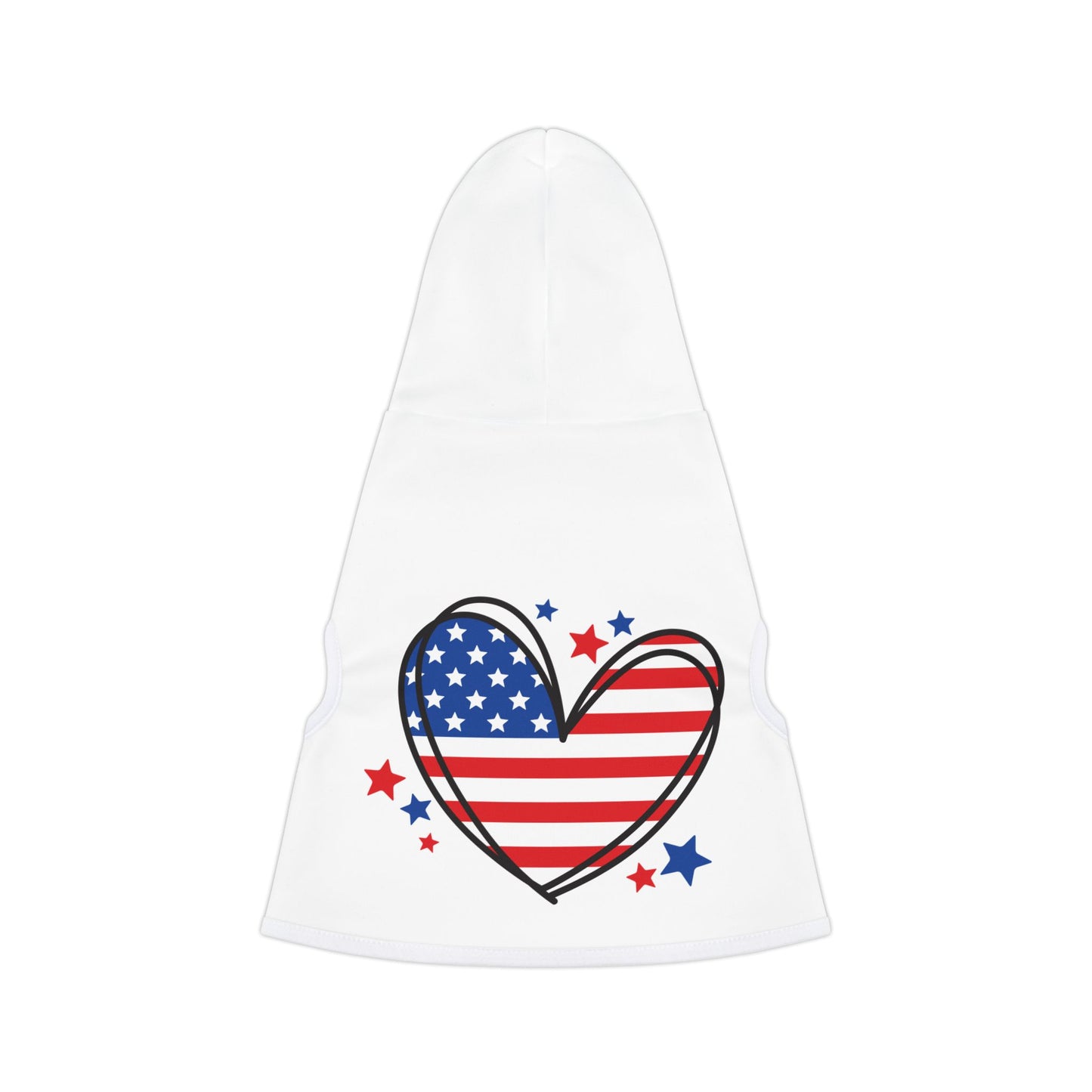 Princess Grace Patriotic Pet Hoodie with Heart Design for Dogs