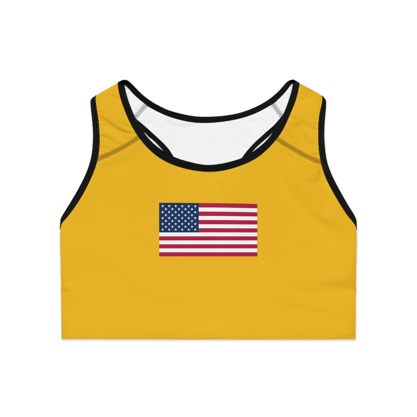 Princess Grace American Flag Sports Bra Perfect for Gym & Patriotism