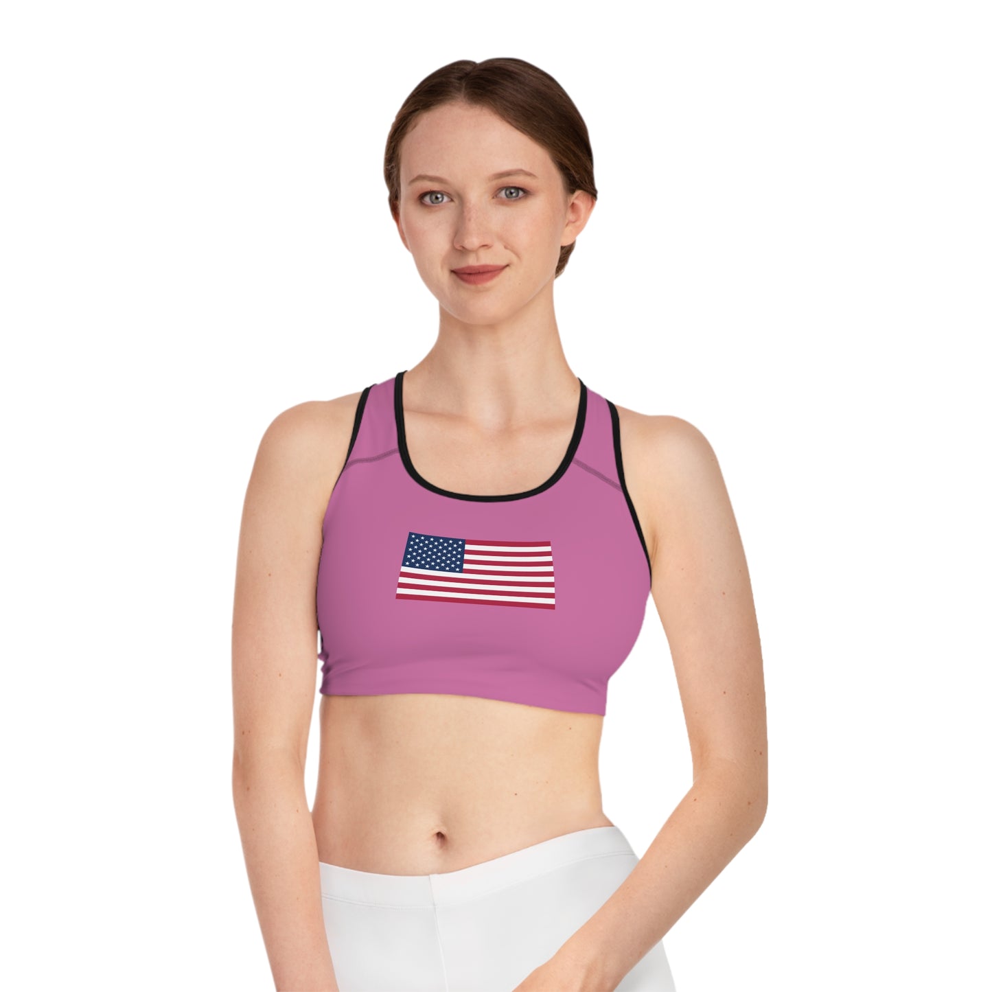 Princess Grace Patriotic Sports Bra USA Flag Design for Active Women