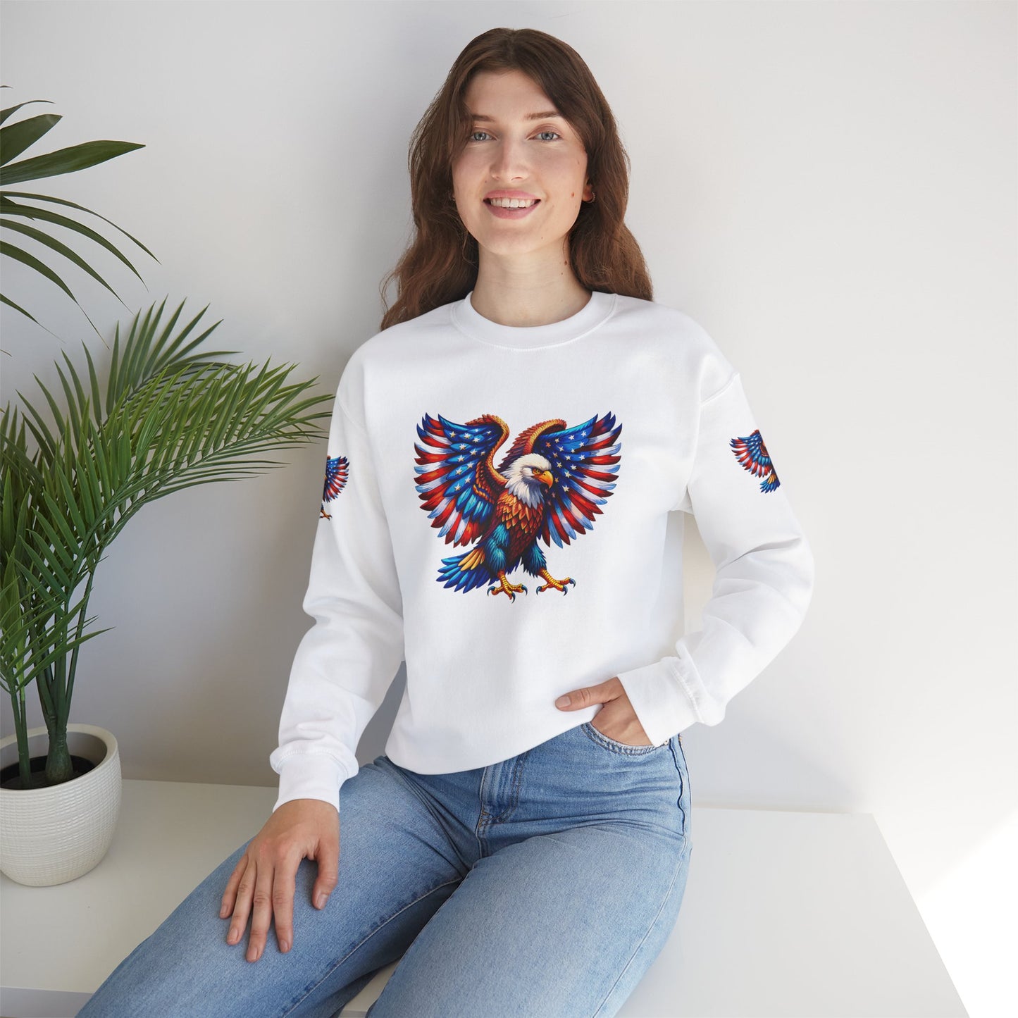 Princess Grace Eagle Wings Unisex Crewneck Sweatshirt Patriotic Graphic Pullover
