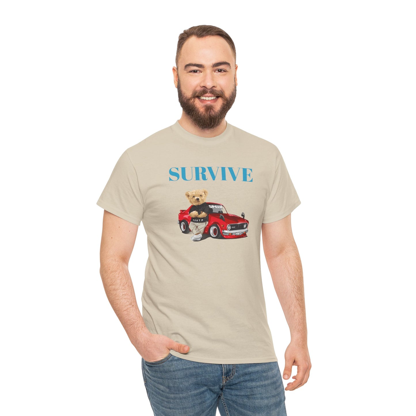 Princess Grace Survive Bear Graphic Unisex Heavy Cotton Tee