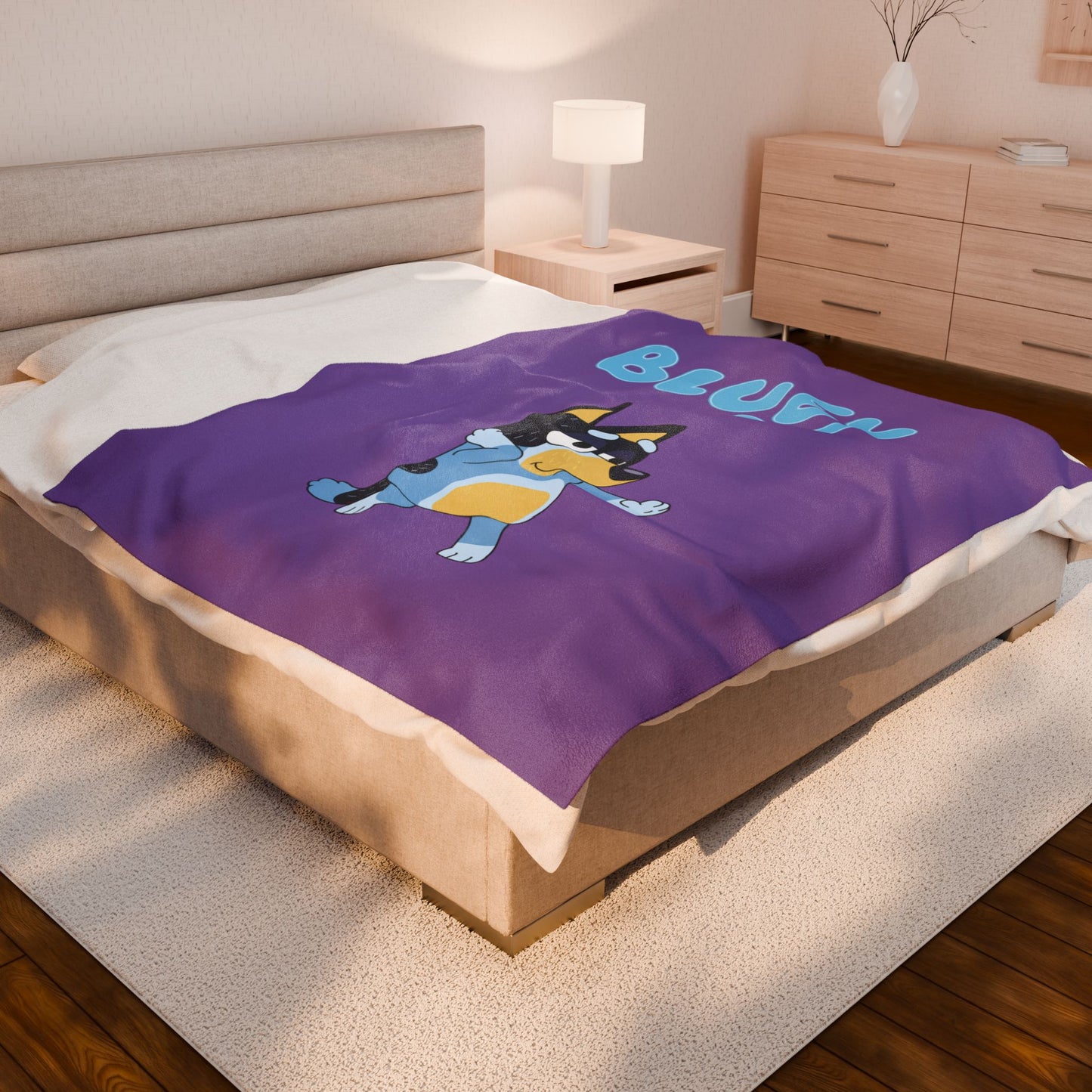 Princess Grace Cozy Bluey Velveteen Plush Blanket for Kids Perfect for Snuggle Time and Bedtime