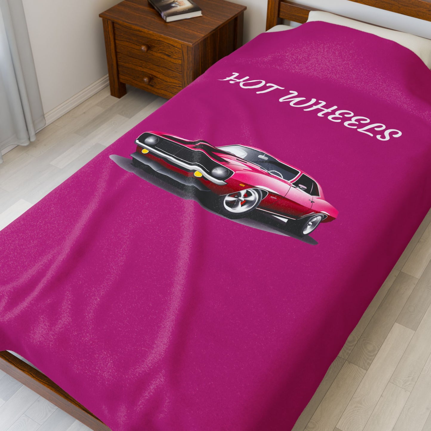 Princess Grace Hot Wheels Velveteen Plush Blanket Cozy Car Themed Throw for Kids