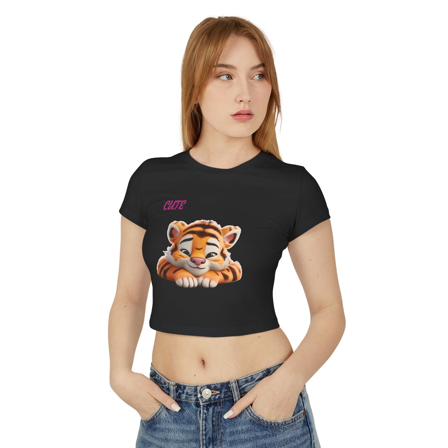 Princess Grace Cute Tiger Women's Baby Tee Playful and Stylish Top for Animal Lovers