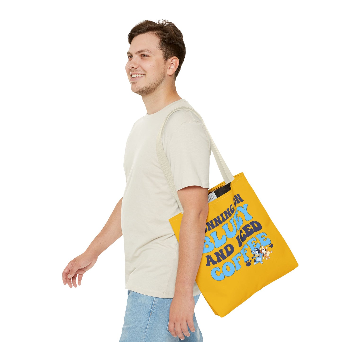 Princess Grace Running on Bluey and Iced Coffee Tote Bag Fun & Functional Daily Carry