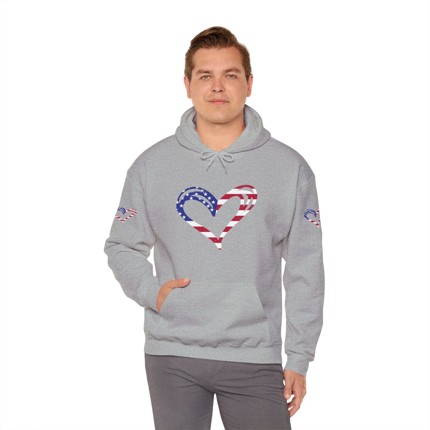 Princess Grace Patriotic Heart Unisex Hoodie Comfortable Heavy Blend Sweatshirt for Independence Day and Everyday Wear