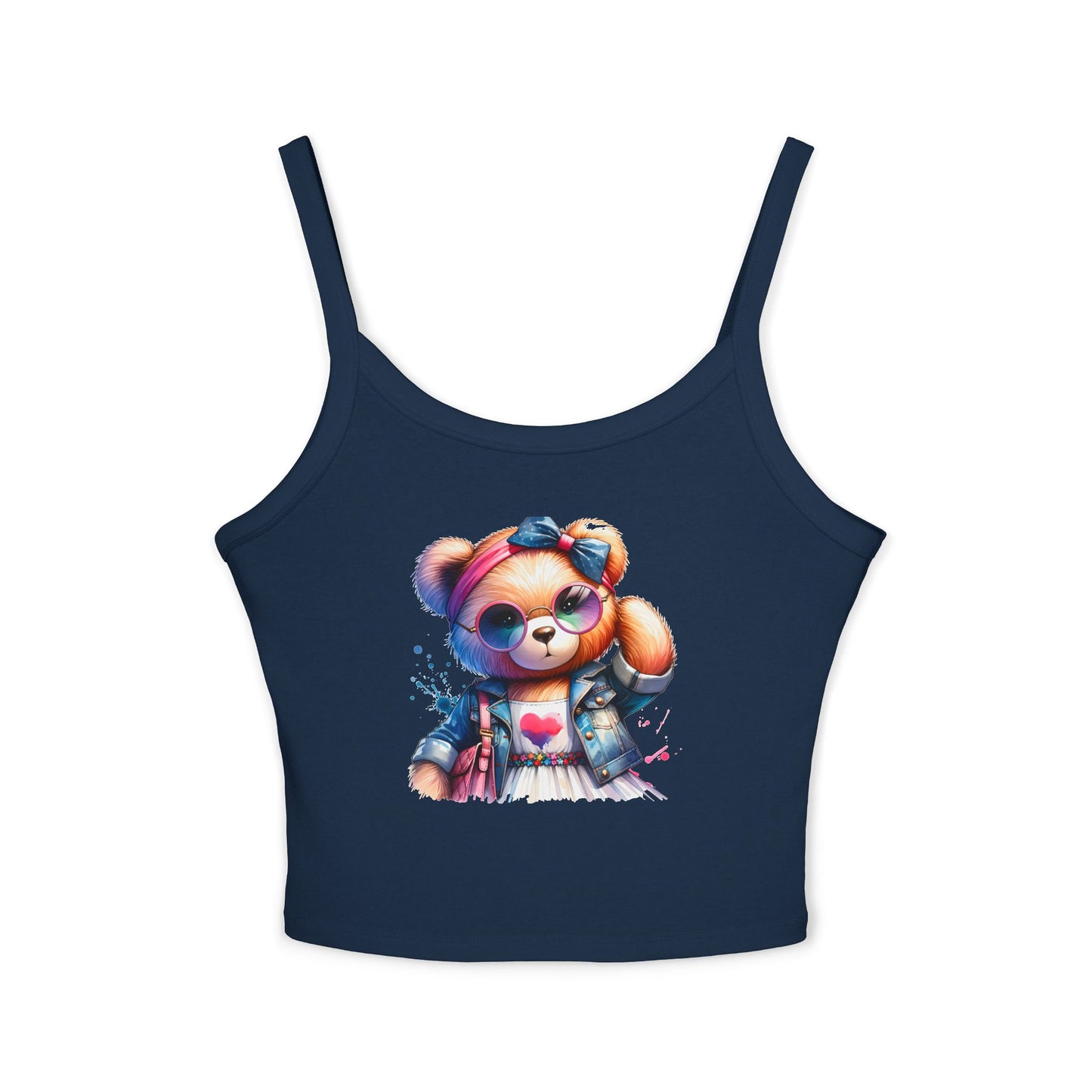 Princess Grace Cute Graphic Spaghetti Strap Tank Top with Trendy Bear Design