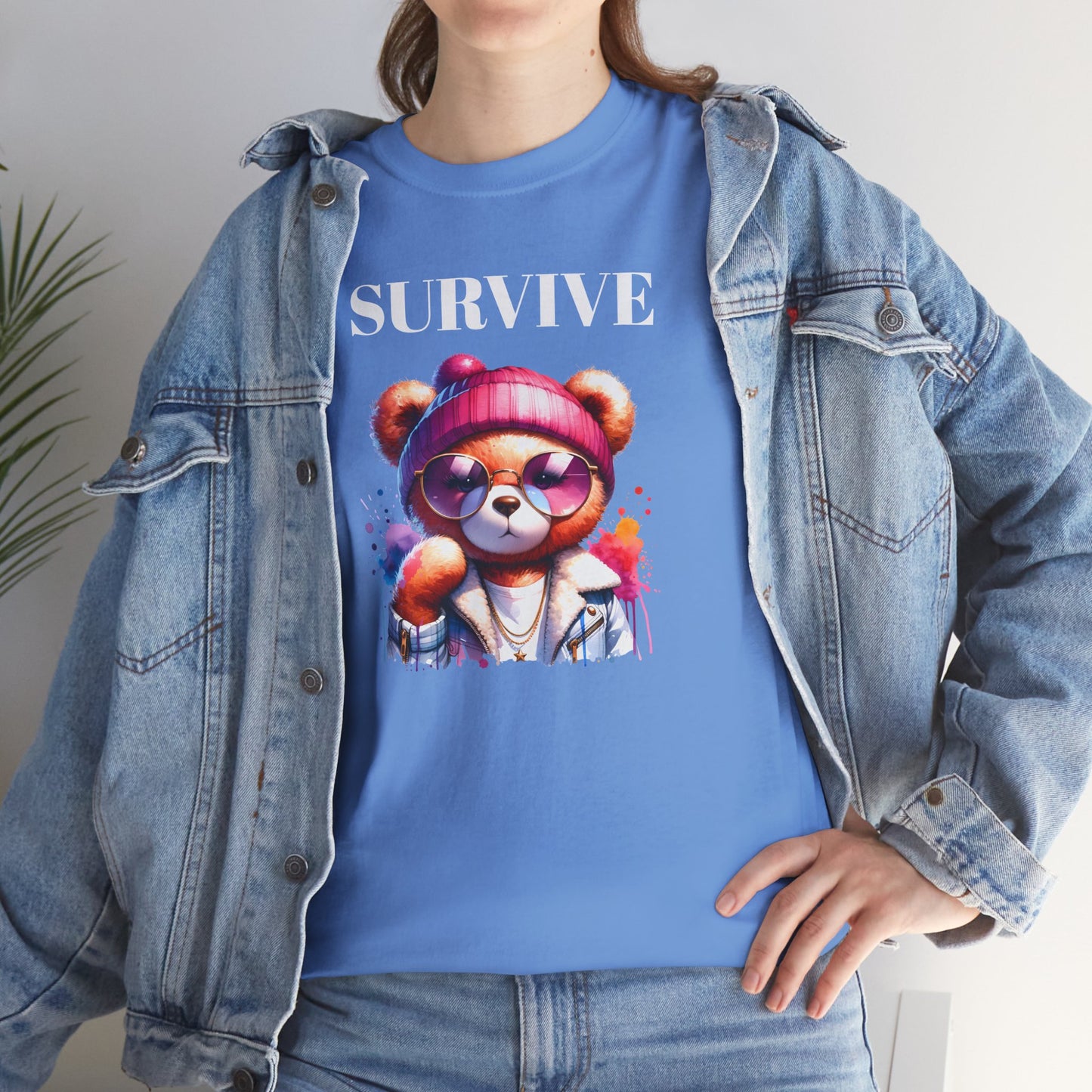 Princess Grace Survive Bear Graphic Tee Unisex Heavy Cotton T-Shirt