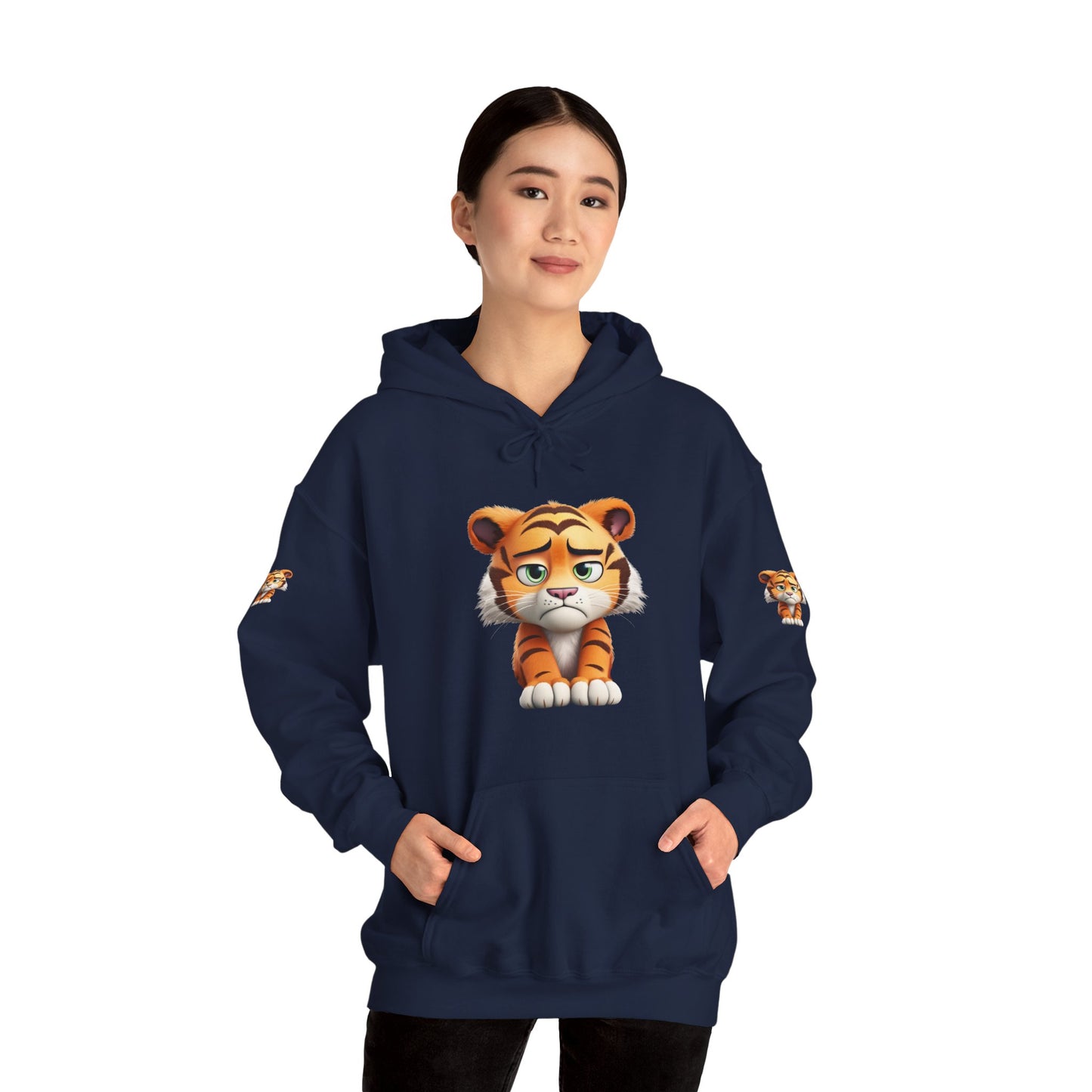 Princess Grace Playful Tiger Graphic Hoodie Unisex Heavy Blend Sweatshirt for Kids and Adults