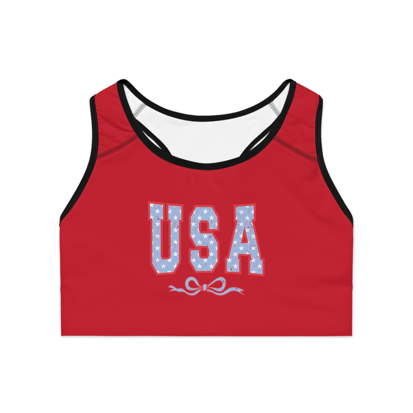 Princess Grace USA Red Sports Bra Comfortable Athletic Wear for Independence Day & Fitness Lovers