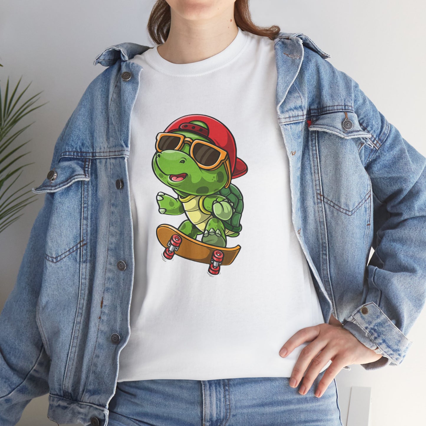 Princess Grace Cool Skateboarding Turtle Unisex Heavy Cotton Tee