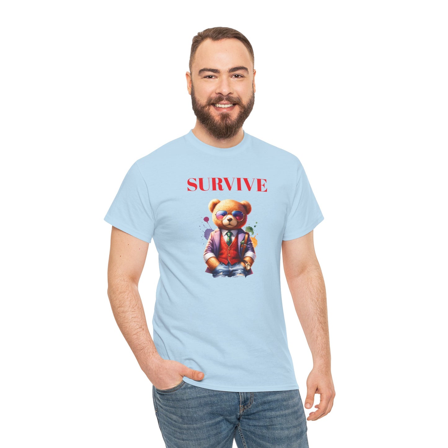Princess Grace Survive Teddy Bear Graphic Unisex Heavy Cotton Tee