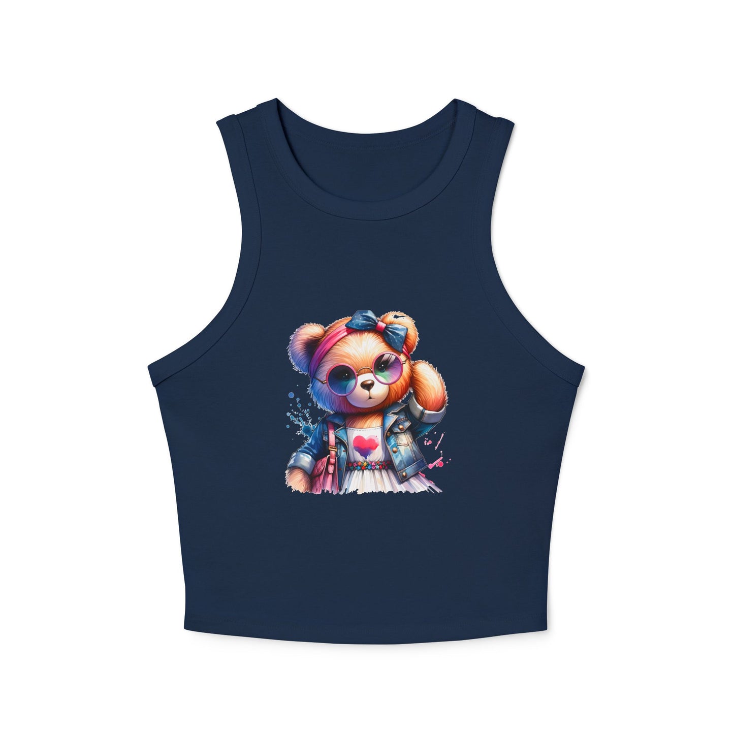 Princess Grace Cute Bear Graphic Women's Micro Rib Racer Tank Top
