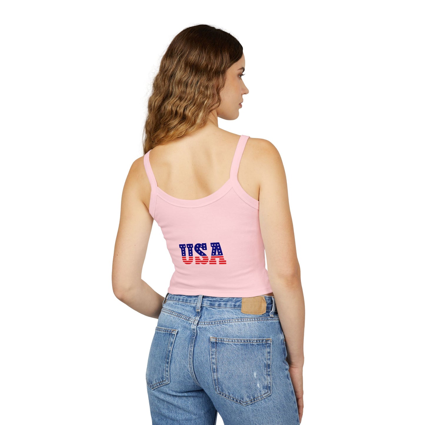 Princess Grace Patriotic Women's Spaghetti Strap Tank Top Eagle & USA Flag Design