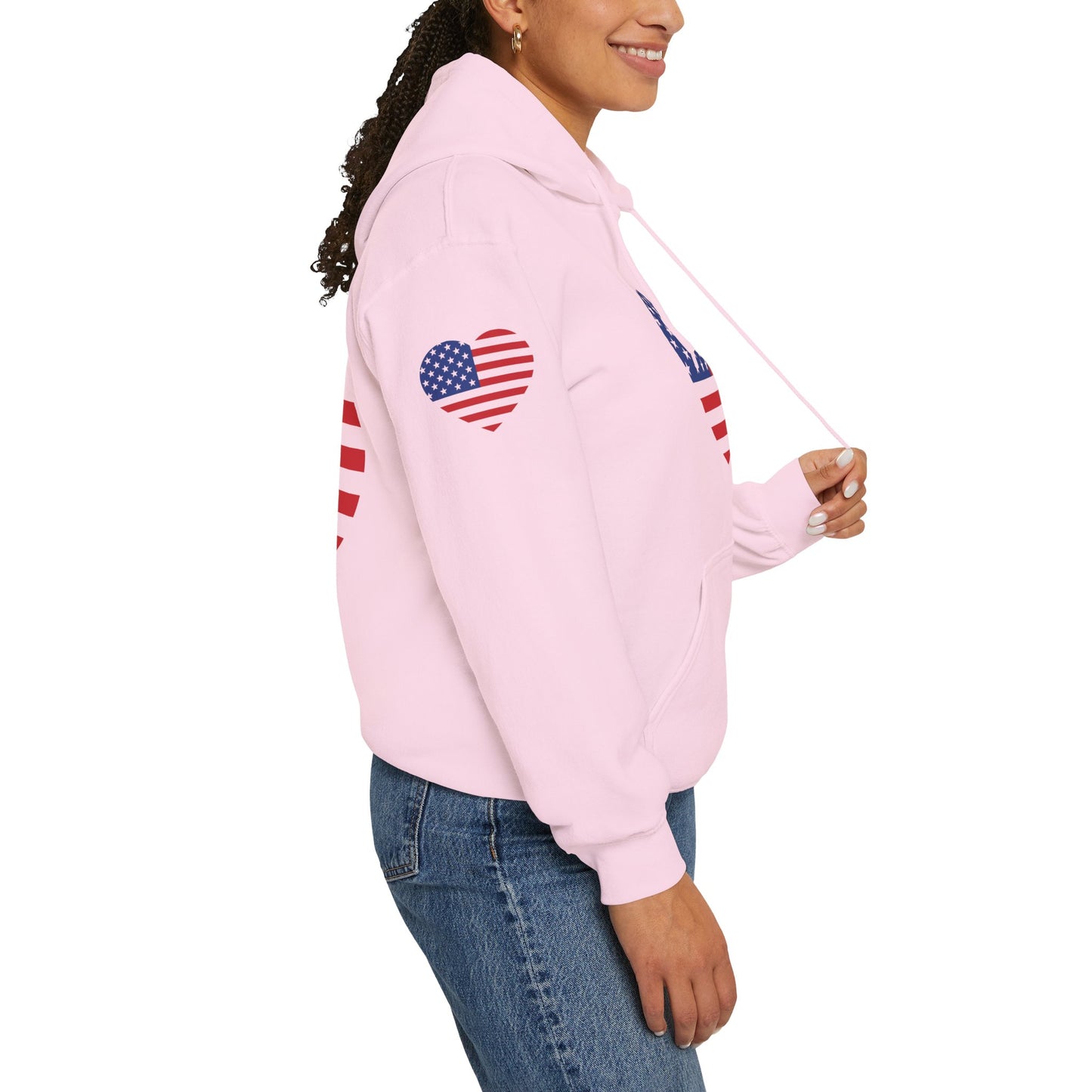 Princess Grace Patriotic Heart Design Unisex Hoodie Perfect for Holidays and Celebrations