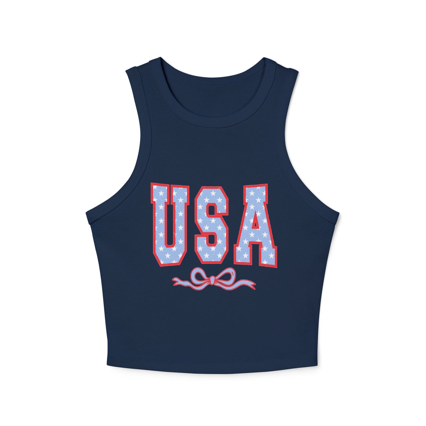 Princess Grace Patriotic USA Micro Rib Racer Tank Top for Women