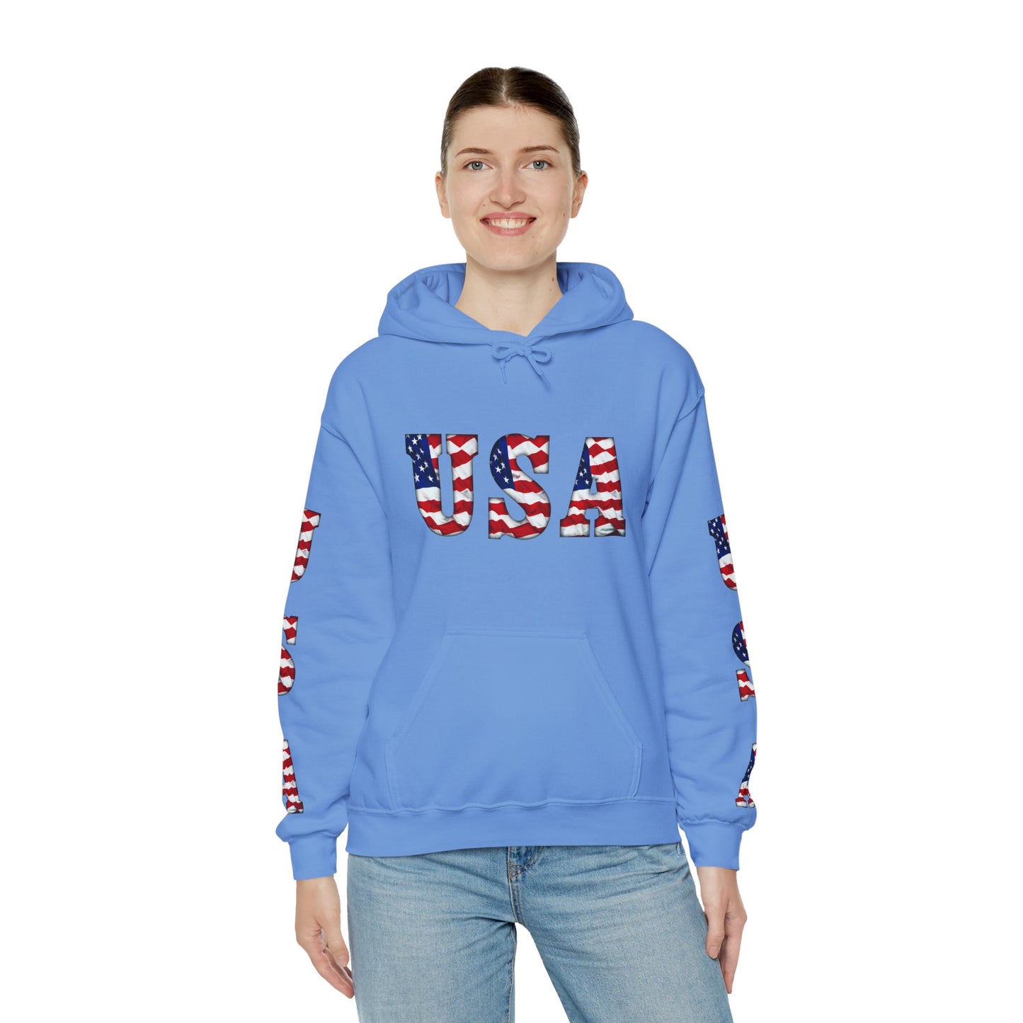 Princess Grace Patriotic USA Unisex Hooded Sweatshirt Heavy Blend for Comfort
