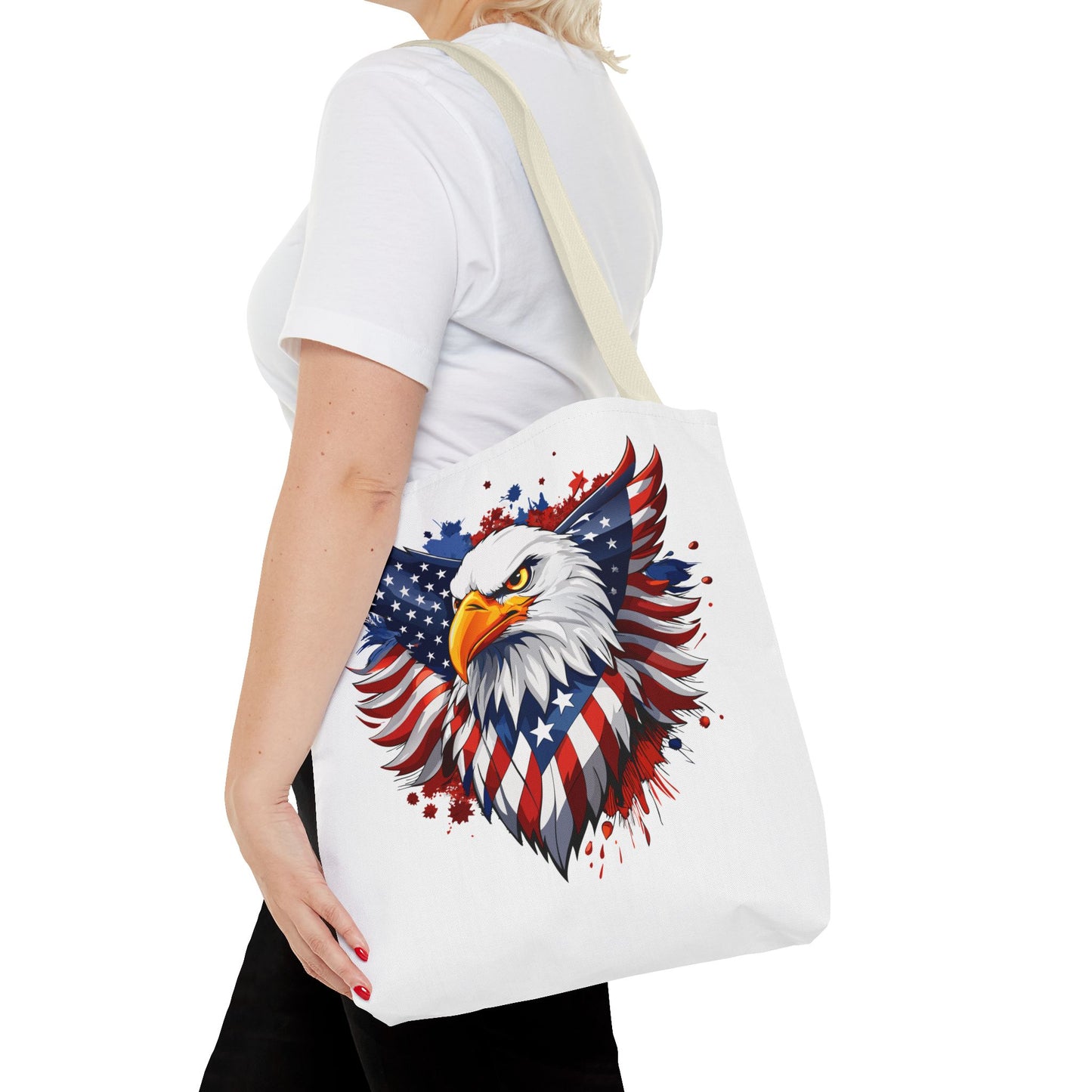 Princess Grace Patriotic Eagle Tote Bag Red White and Blue Design for Independence Day