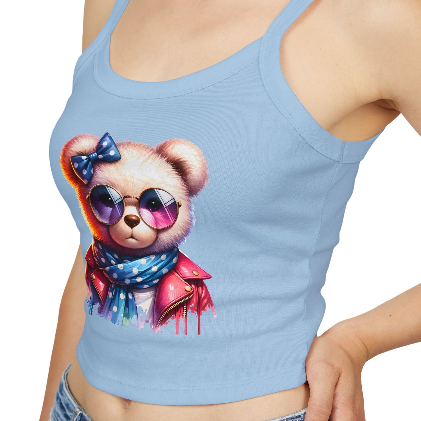 Princess Grace Cute Bear Graphic Spaghetti Strap Tank Top for Women