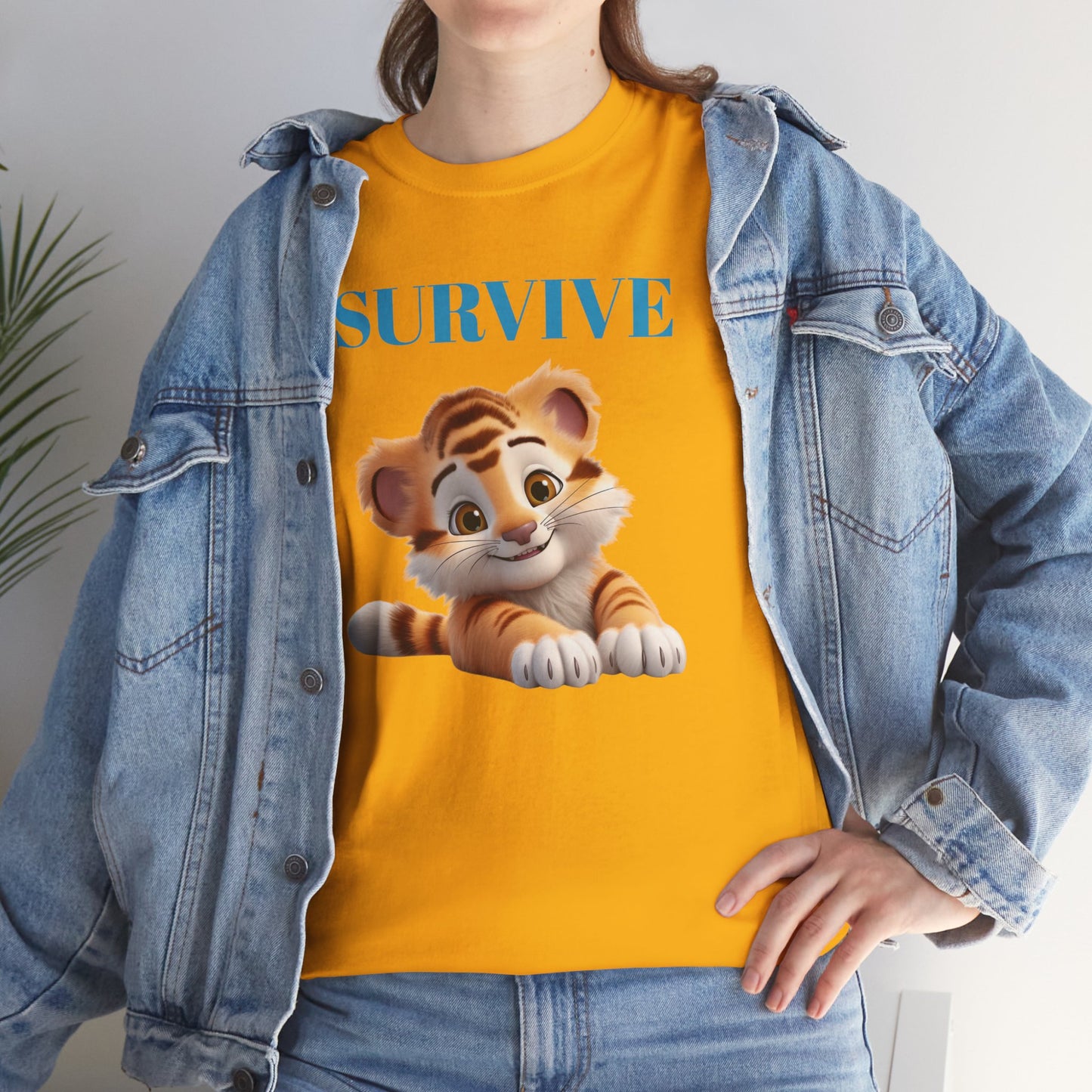 Princess Grace Survive Tiger Unisex Heavy Cotton Tee Cute Animal Graphic