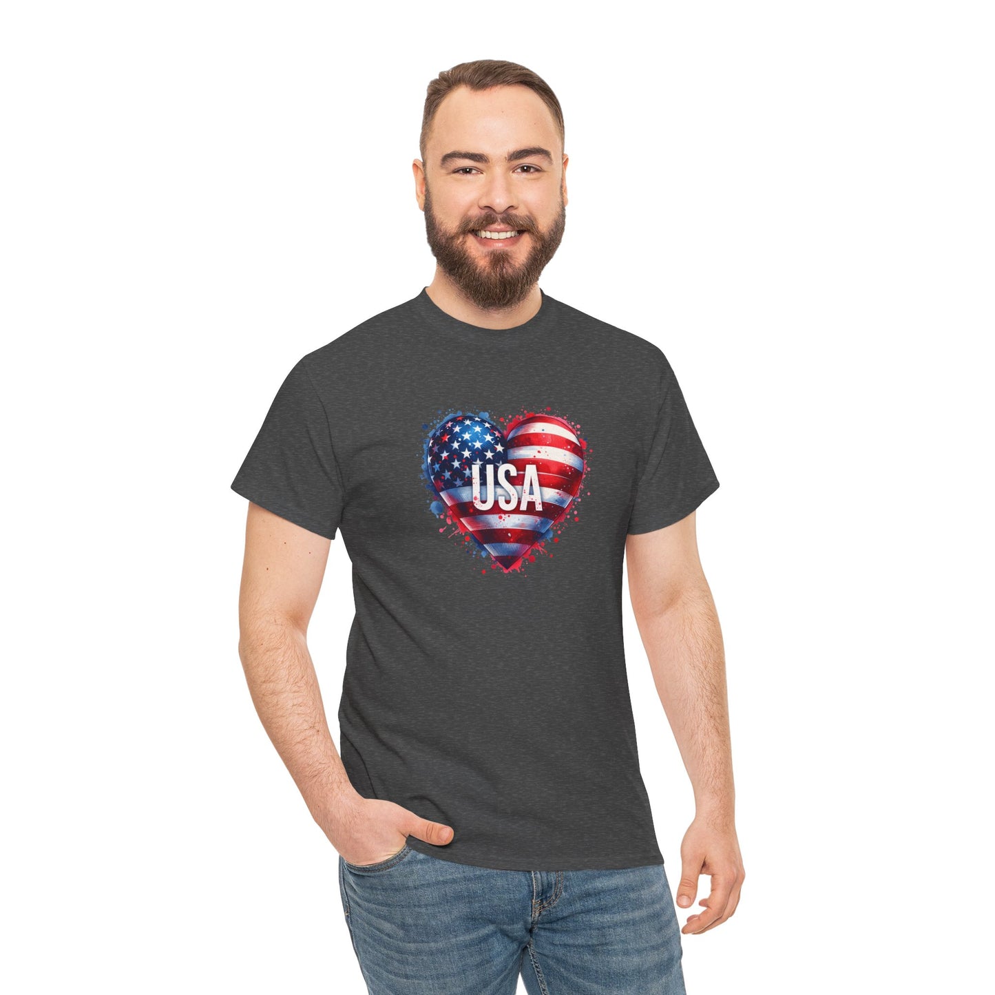 Princess Grace Patriotic Heart Unisex Cotton Tee USA Freedom Shirt