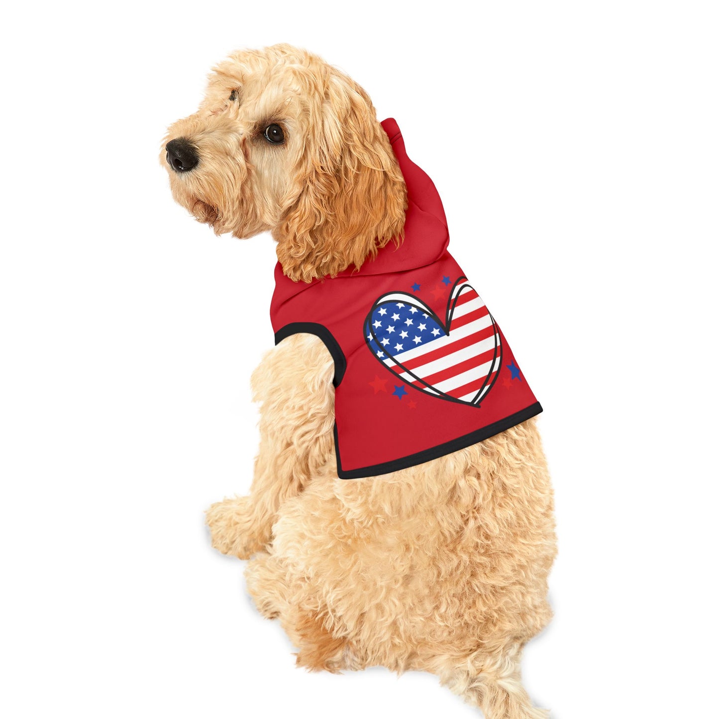 Princess Grace Patriotic Pet Hoodie Red Heart Design for Dogs