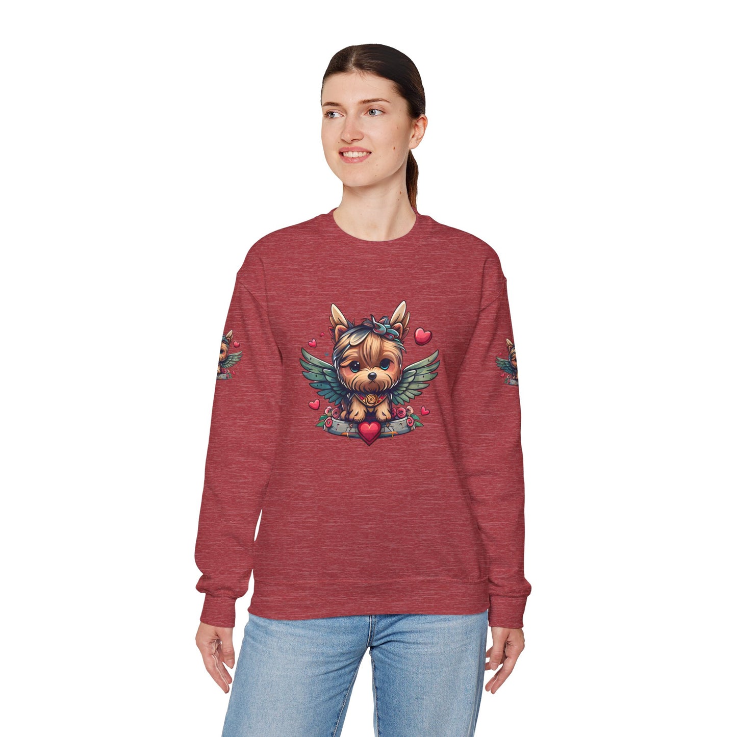 Princess Grace Cute Yorkie Wings Crewneck Sweatshirt Perfect Gift for Dog Lovers