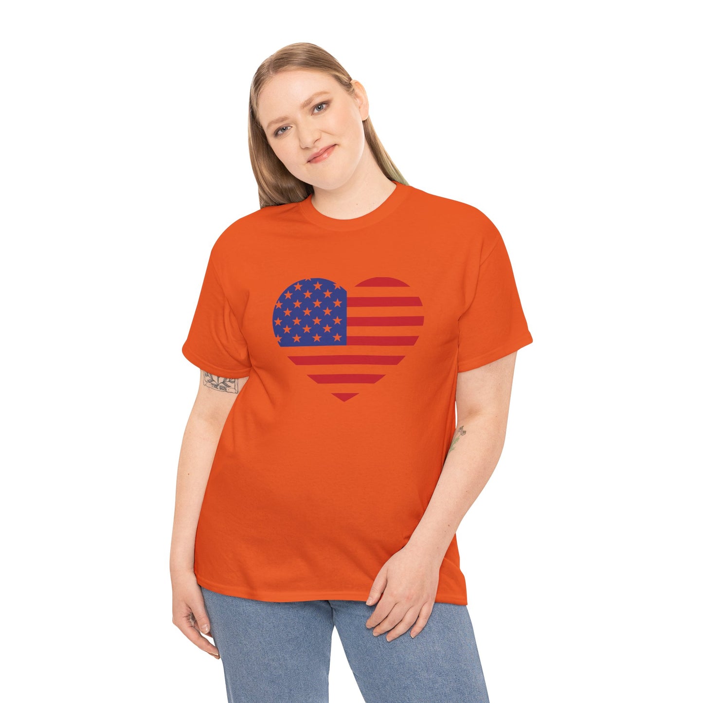 Princess Grace Patriotic Heart Unisex Heavy Cotton Tee Celebrate Freedom in Style