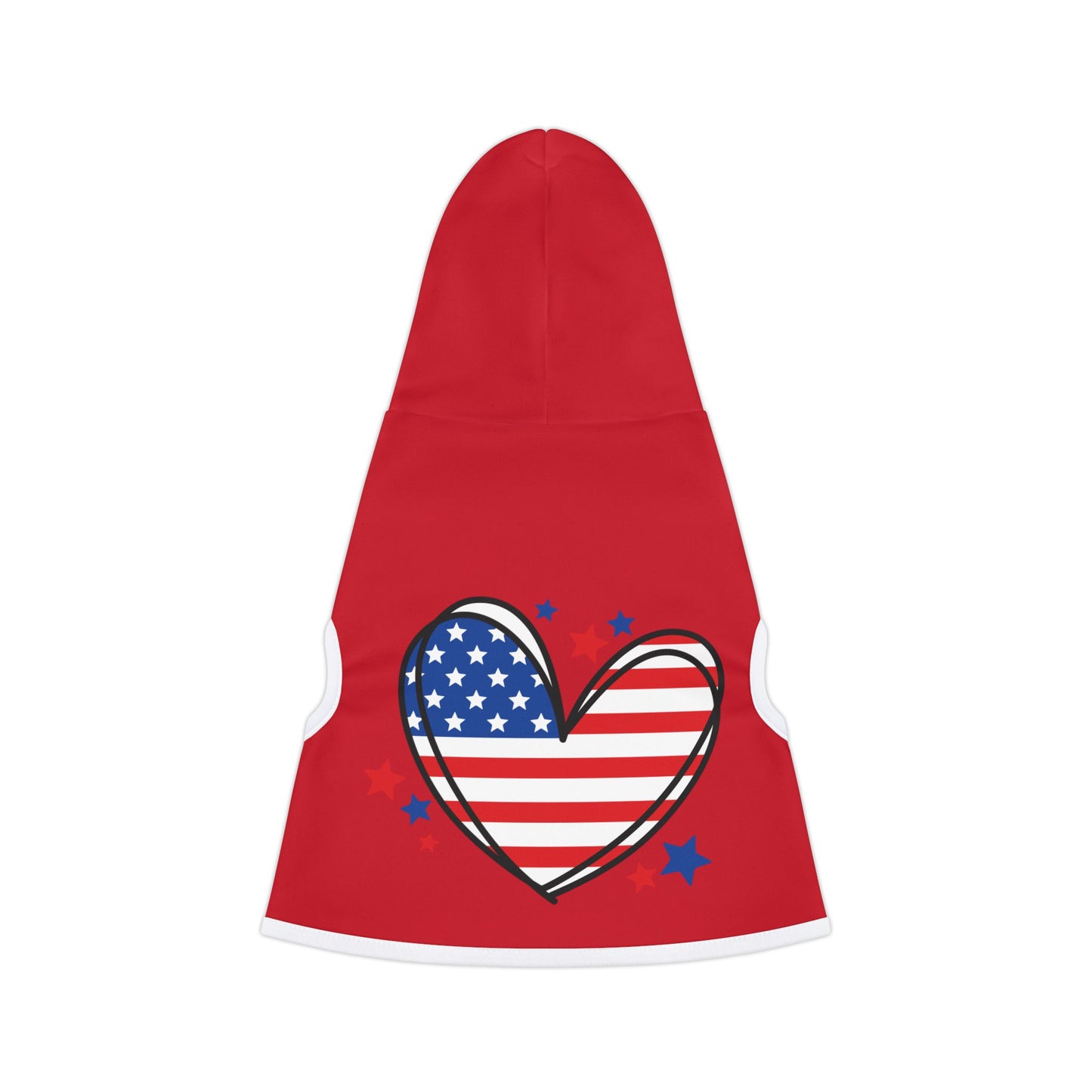 Princess Grace Patriotic Pet Hoodie Red Heart Design for Dogs