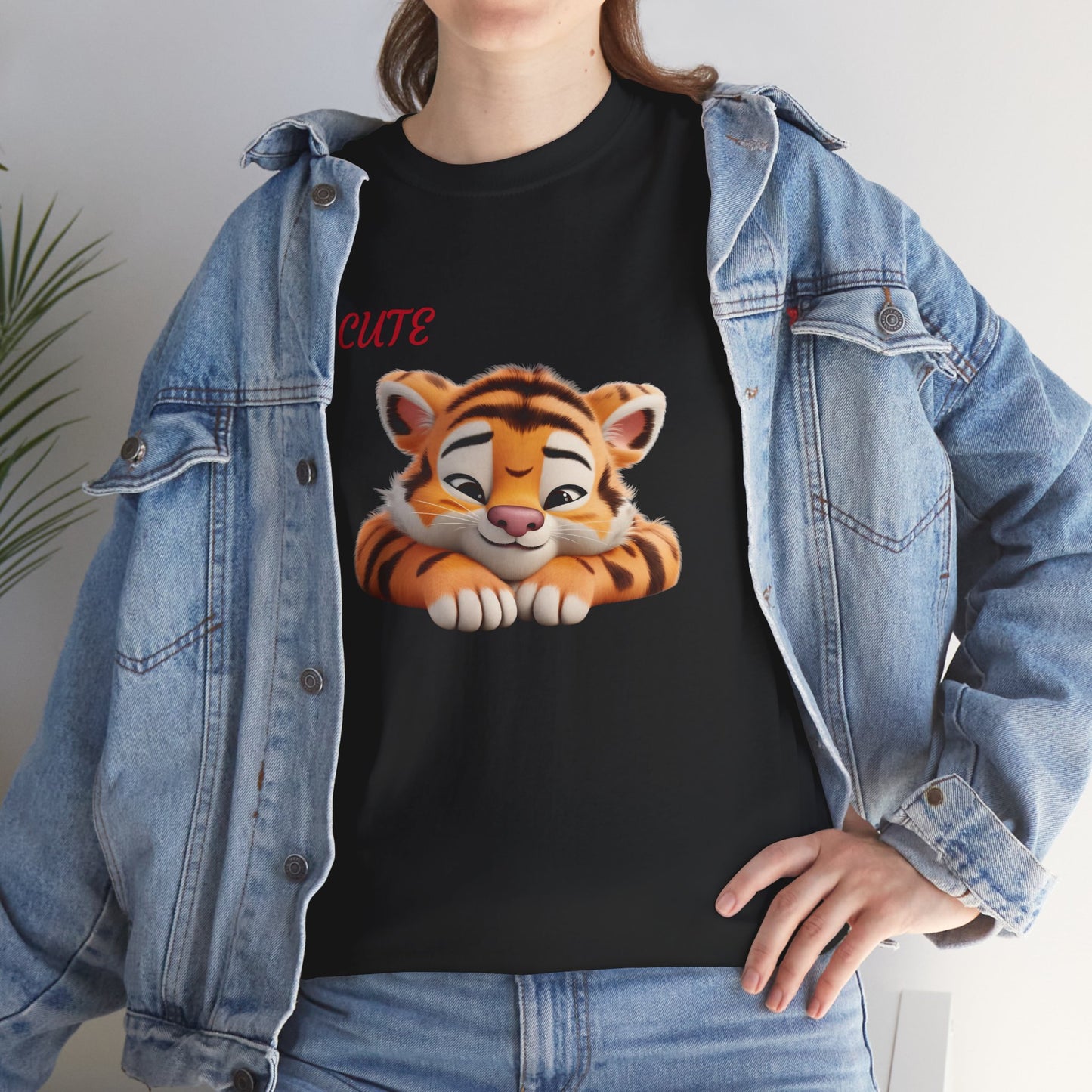 Princess Grace Cute Tiger Graphic Unisex Heavy Cotton Tee Perfect for Animal Lovers and Everyday Comfort