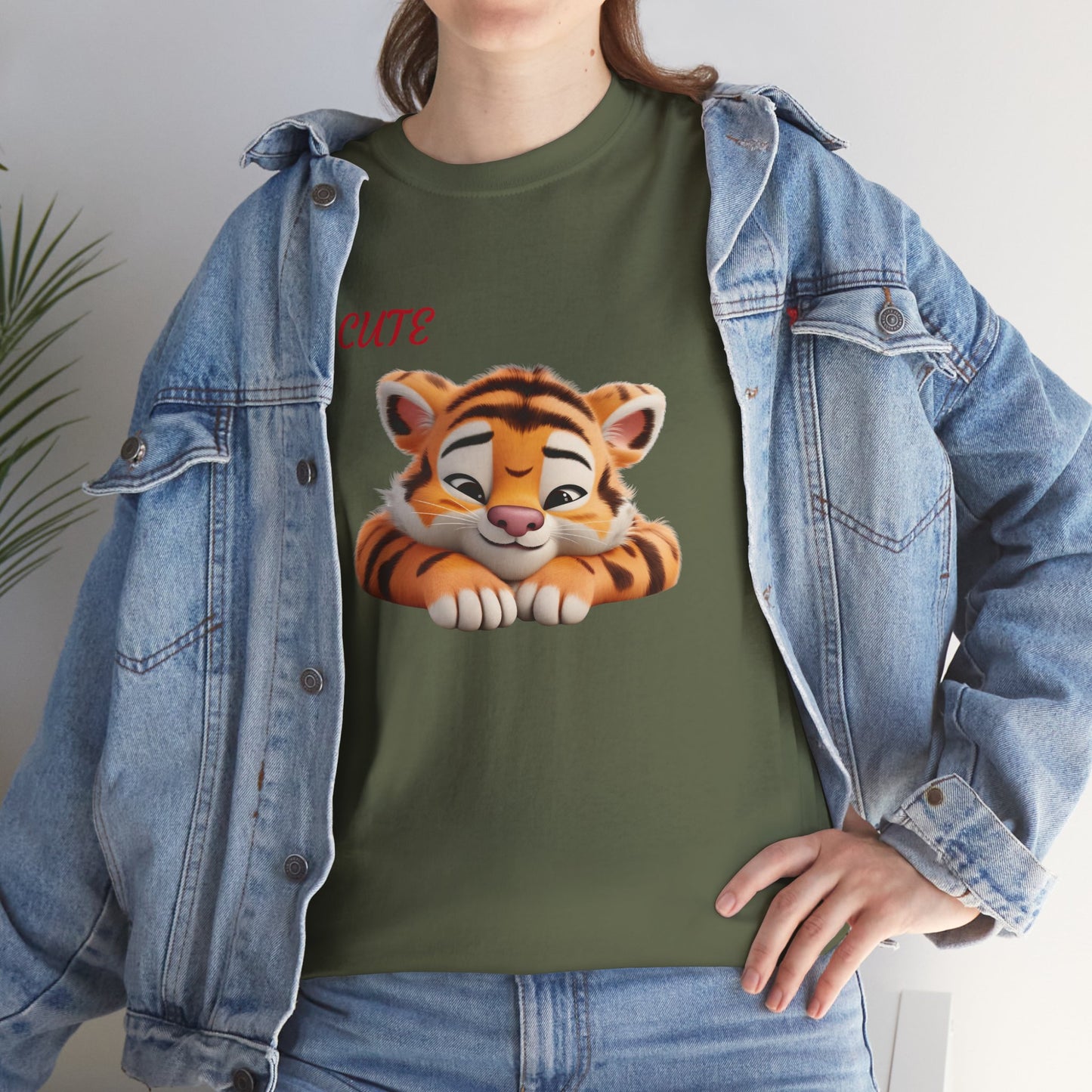 Princess Grace Cute Tiger Graphic Unisex Heavy Cotton Tee Perfect for Animal Lovers and Everyday Comfort