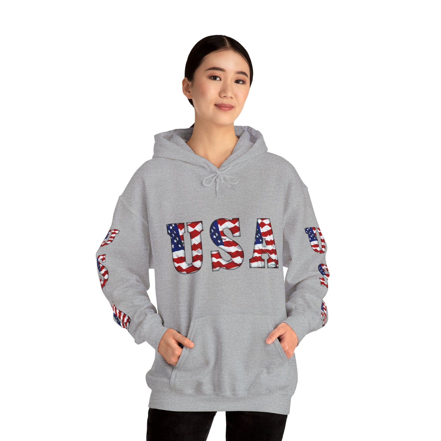 Princess Grace Patriotic USA Unisex Hooded Sweatshirt Heavy Blend for Comfort