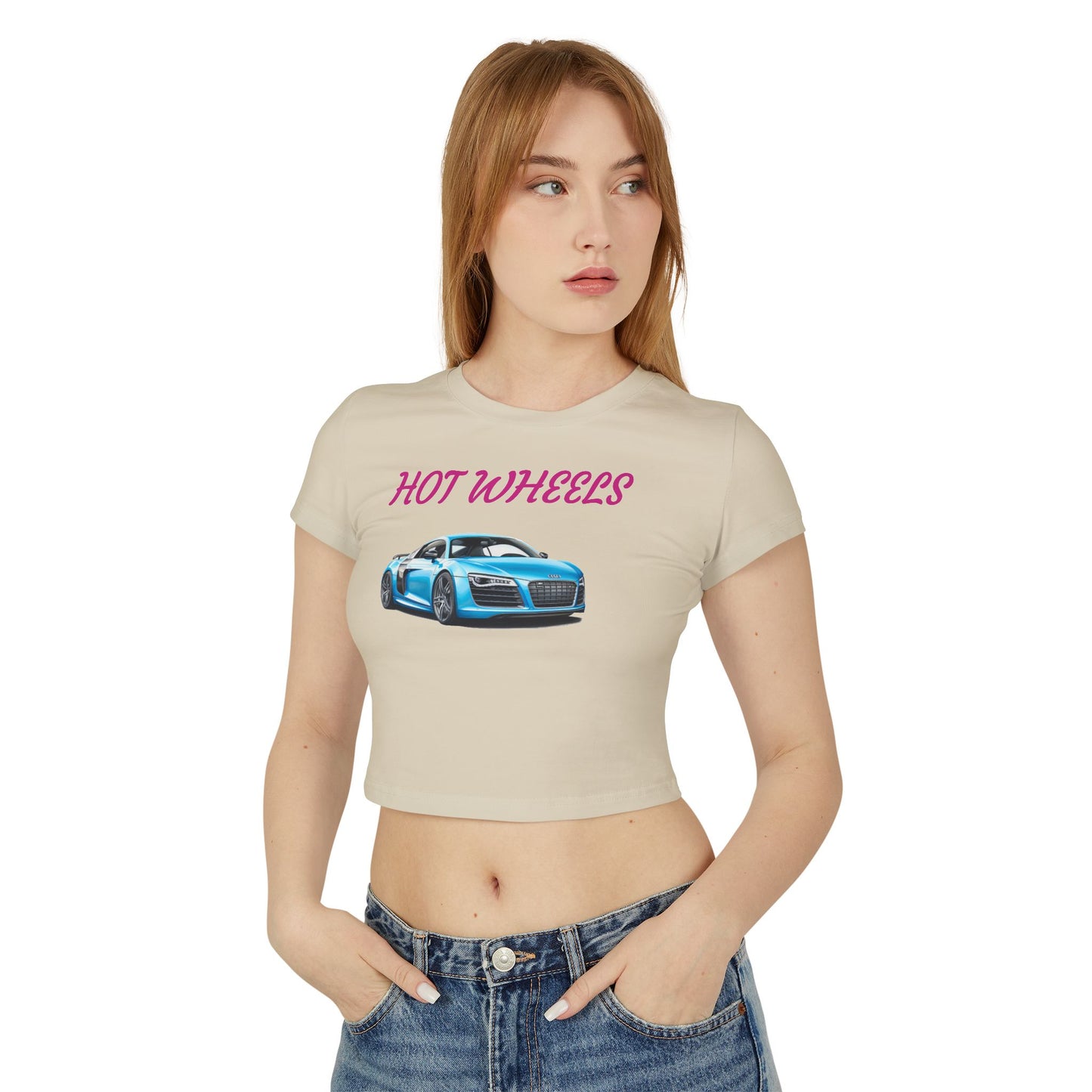 Princess Grace Women's Baby Tee Hot Wheels Graphic Car Shirt for Car Enthusiasts
