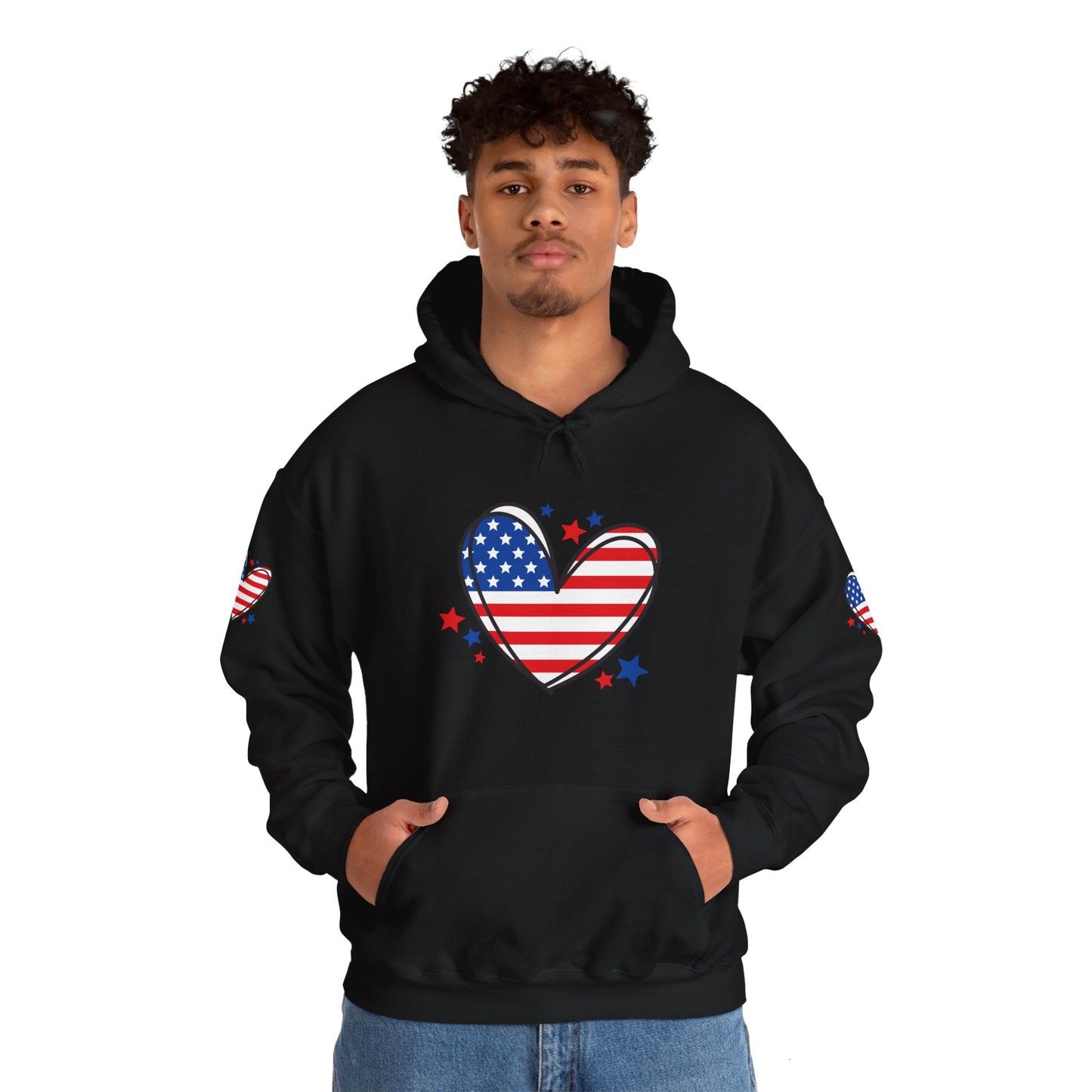 Princess Grace Patriotic Heart Hoodie Unisex Heavy Blend Hooded Sweatshirt for Independence Day & Year Round Love