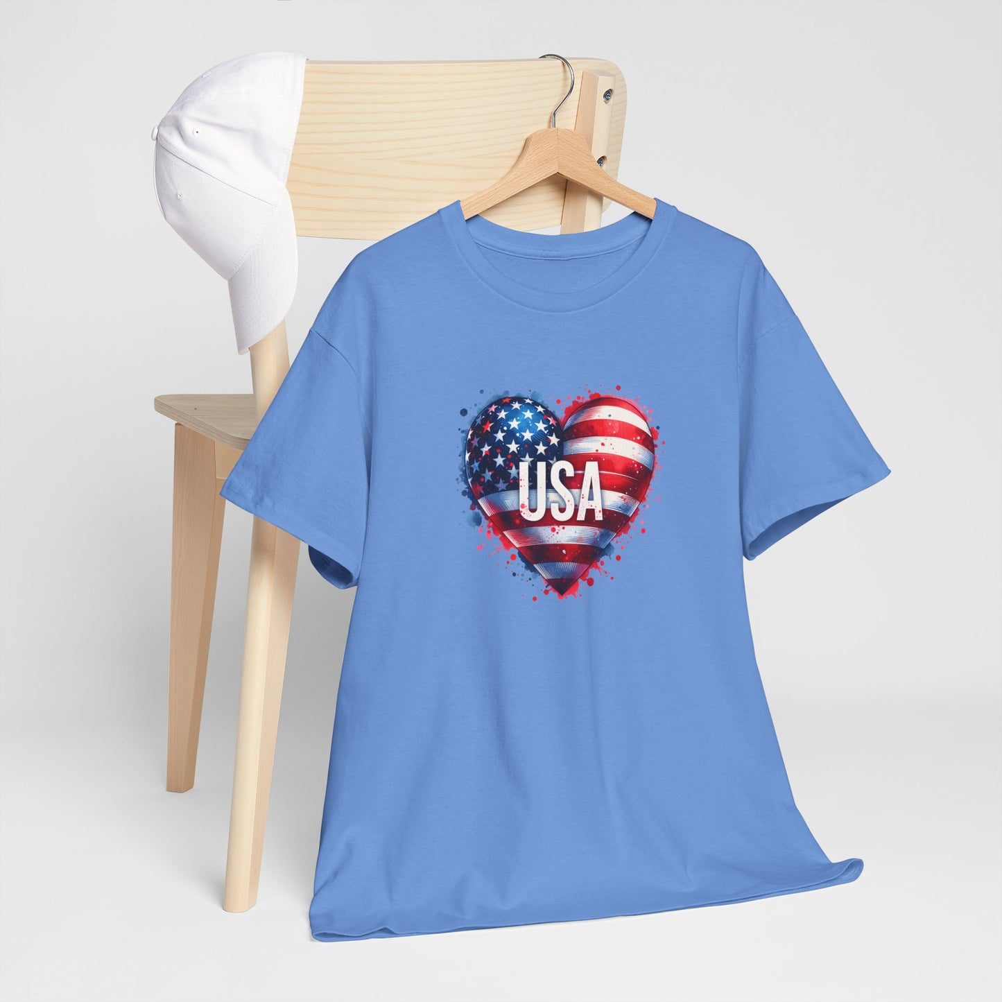 Princess Grace Patriotic Heart Unisex Cotton Tee USA Freedom Shirt